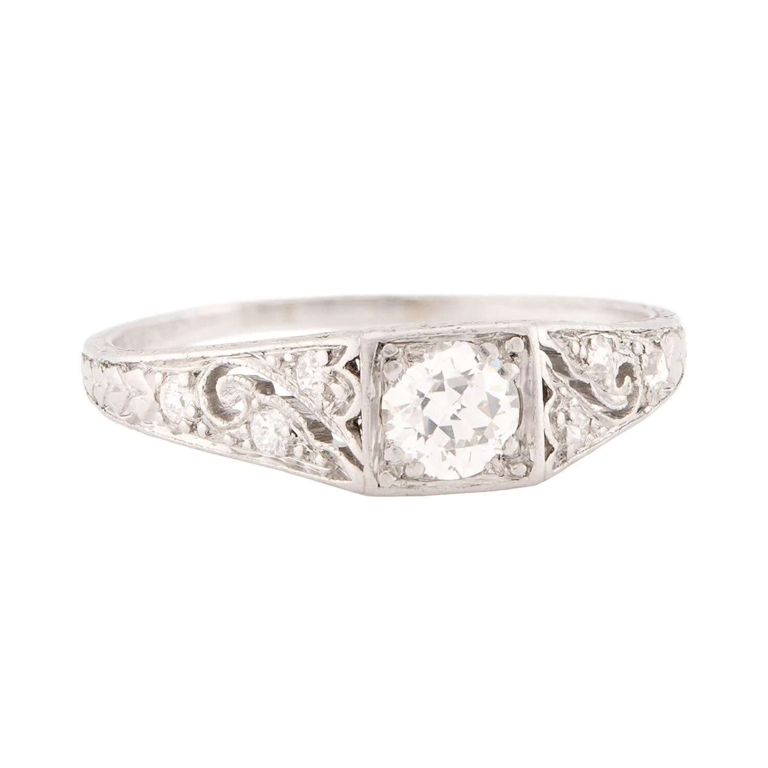 TIFFANY & CO Art Deco Platinum Diamond Ring - Image 2