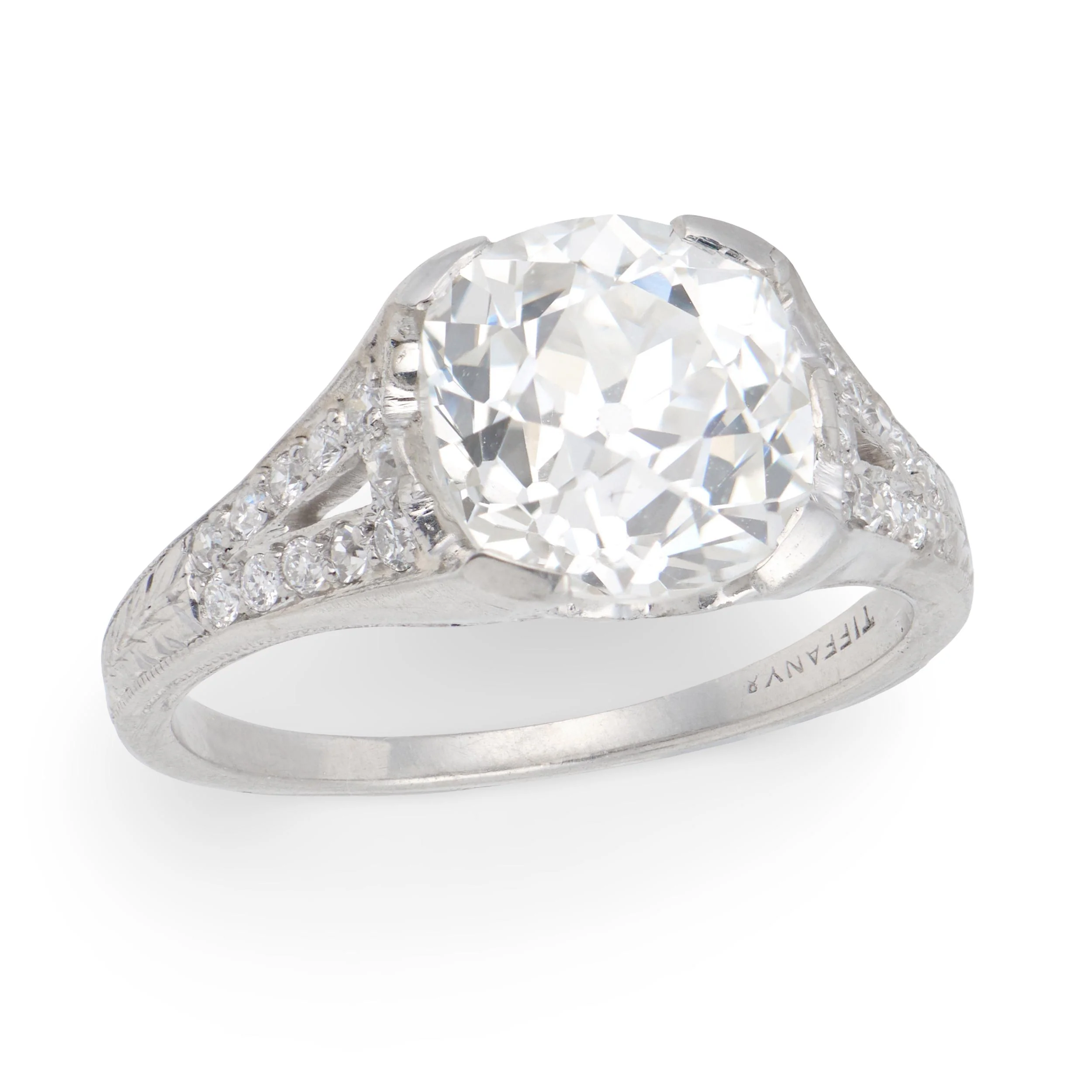 TIFFANY & CO. Art Deco Platinum GIA Diamond Engagement Ring 3.03ct
