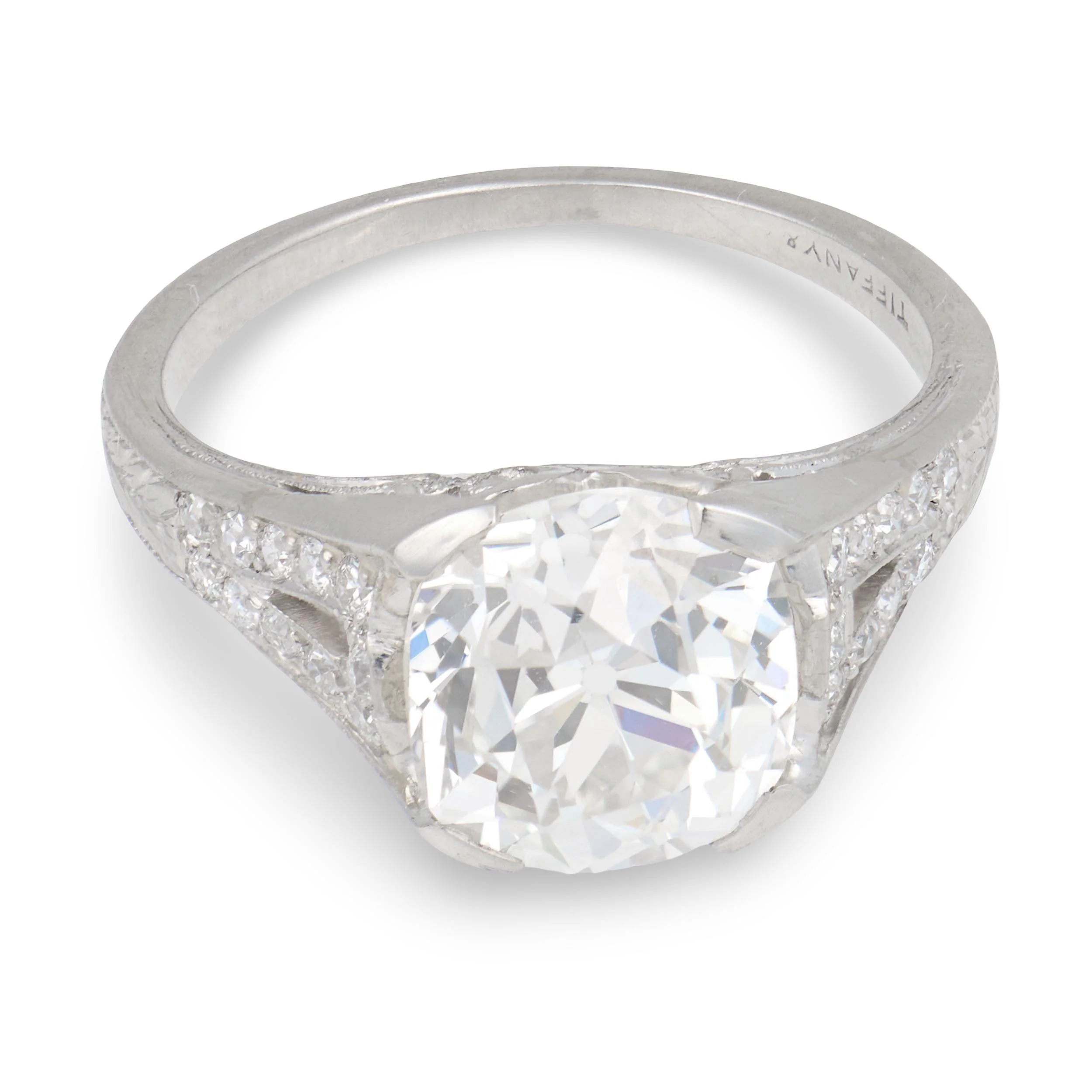 TIFFANY & CO. Art Deco Platinum GIA Diamond Engagement Ring 3.03ct - Image 2