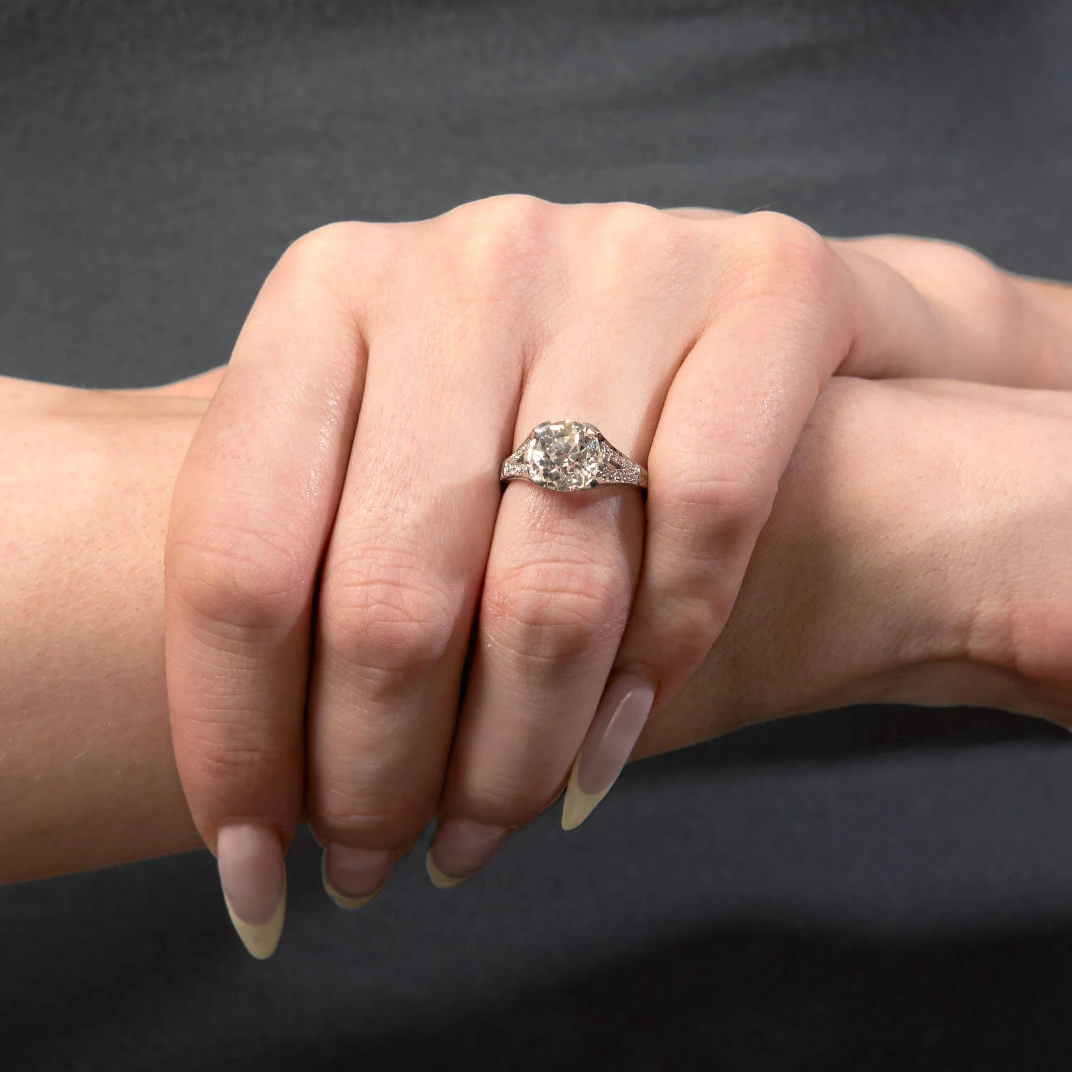 TIFFANY & CO. Art Deco Platinum GIA Diamond Engagement Ring 3.03ct - Image 6