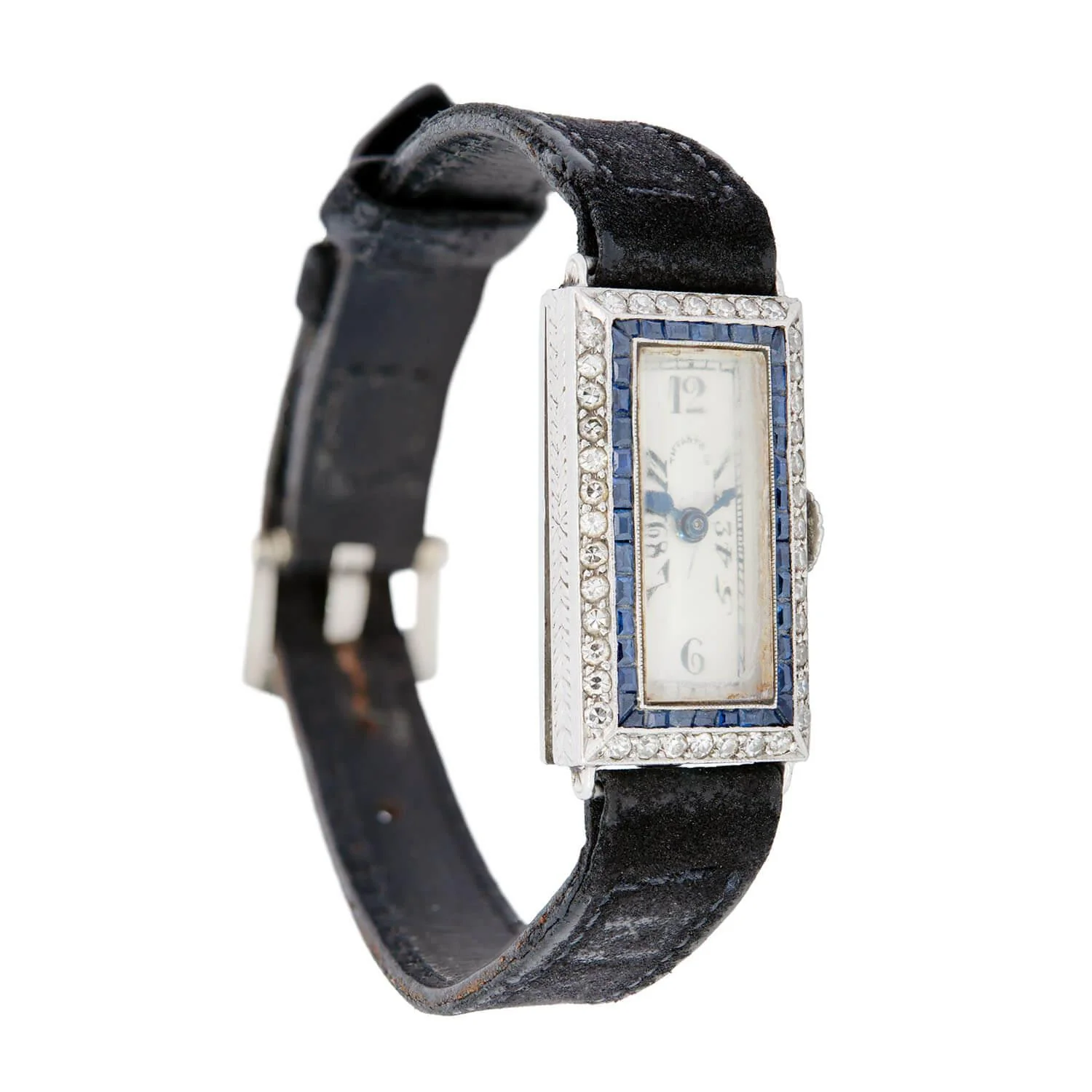 TIFFANY & CO. Art Deco Platinum Sapphire and Diamond Watch - Image 2