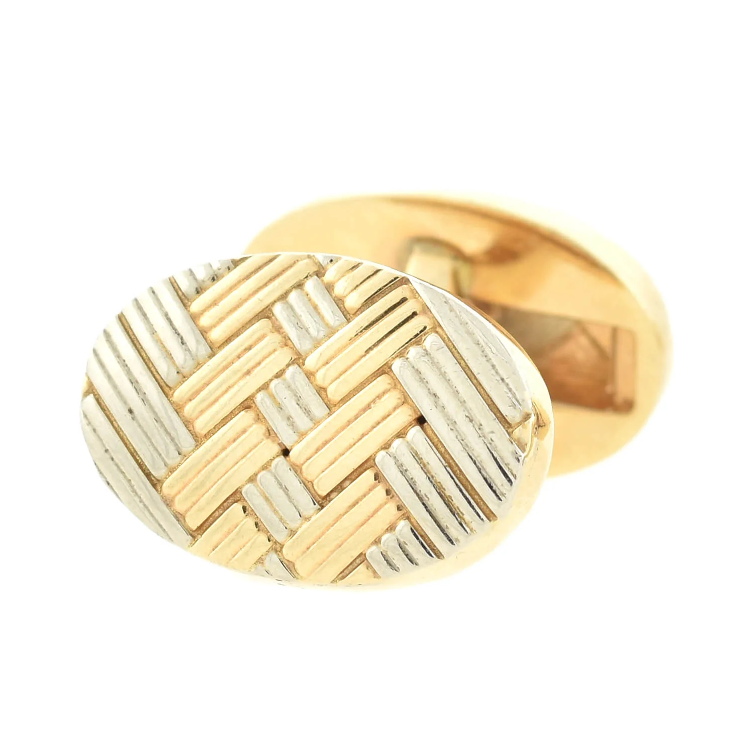 TIFFANY & CO. Estate 14kt Two-Tone Woven Cufflinks - Image 3