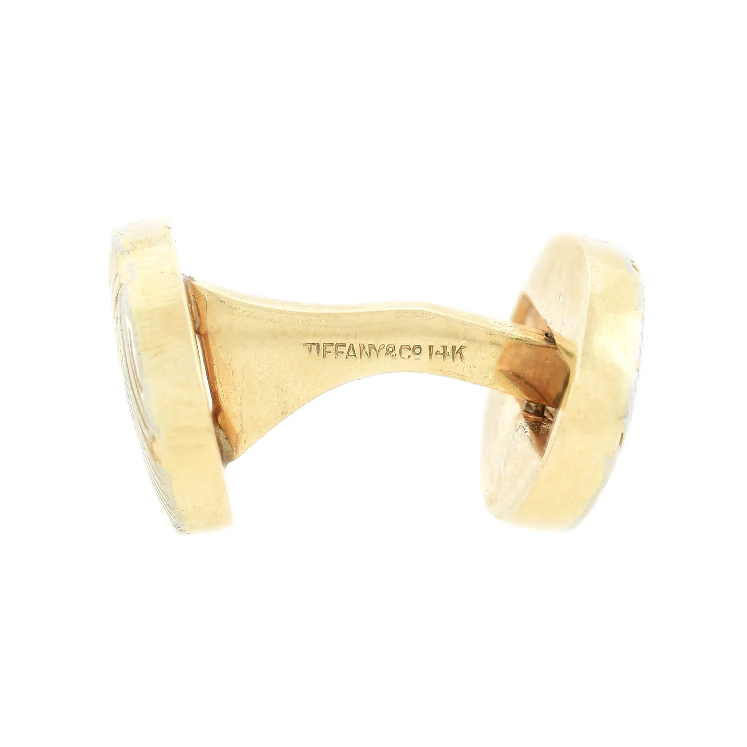 TIFFANY & CO. Estate 14kt Two-Tone Woven Cufflinks - Image 4