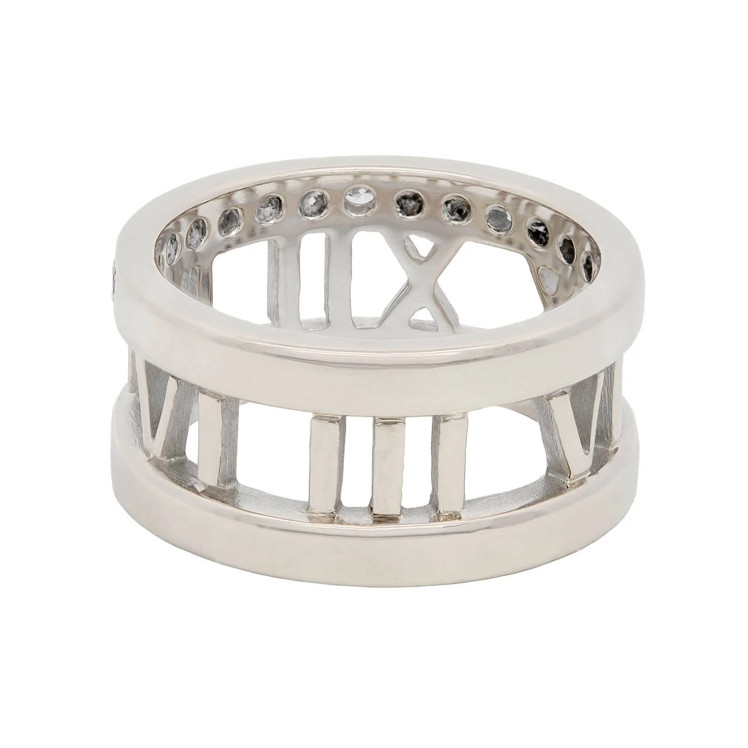 TIFFANY & CO. Estate 18k White Gold Diamond Open Atlas Ring - Image 5