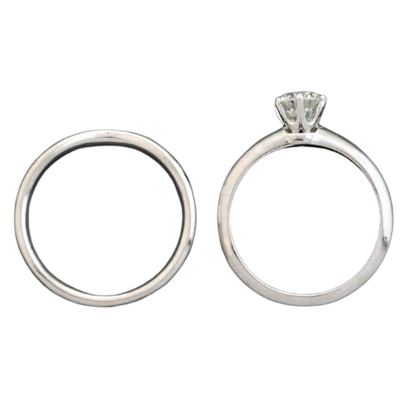 TIFFANY & Co. Estate Platinum Diamond Engagement Ring Set 0.73ct - Image 3