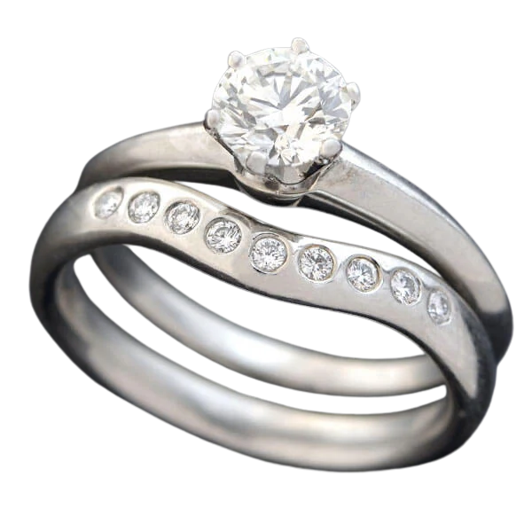 TIFFANY & Co. Estate Platinum Diamond Engagement Ring Set 0.73ct - Image 4