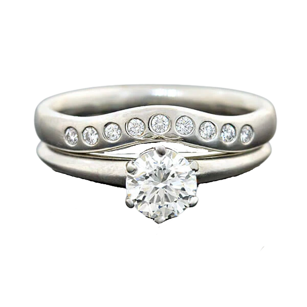 TIFFANY & Co. Estate Platinum Diamond Engagement Ring Set 0.73ct - Image 5