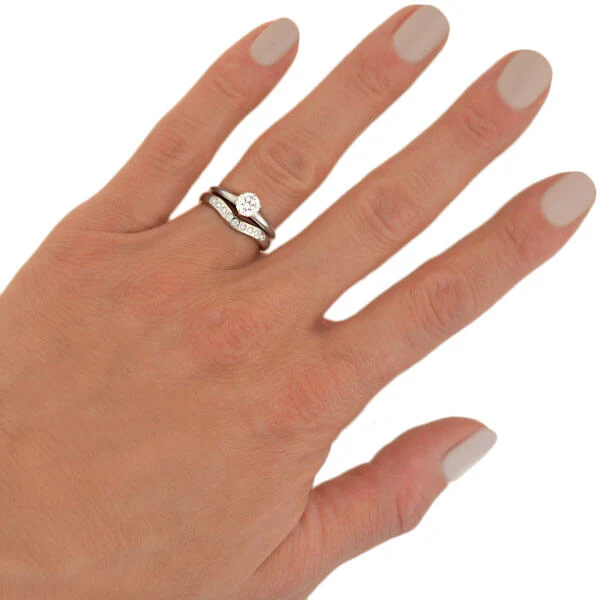 TIFFANY & Co. Estate Platinum Diamond Engagement Ring Set 0.73ct - Image 8