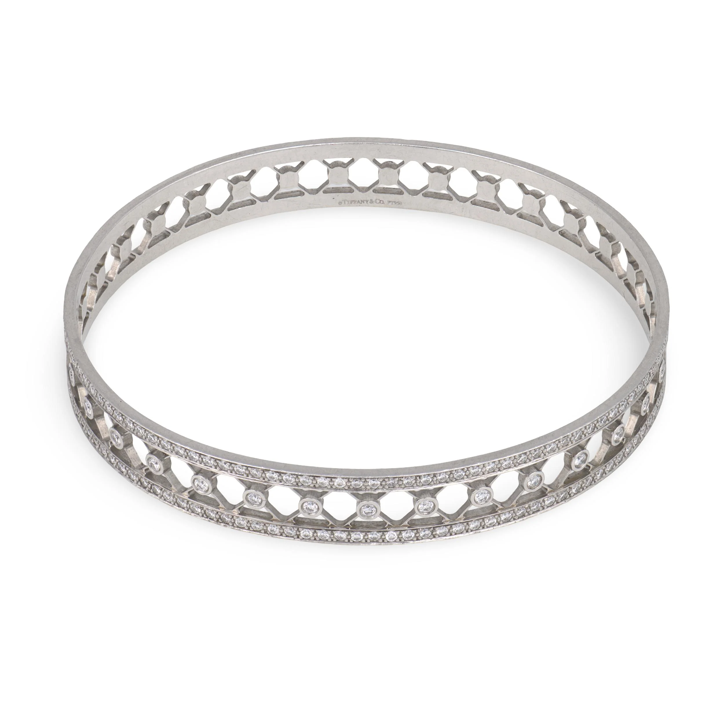 TIFFANY & CO. Estate Platinum Diamond "Voile" Bangle