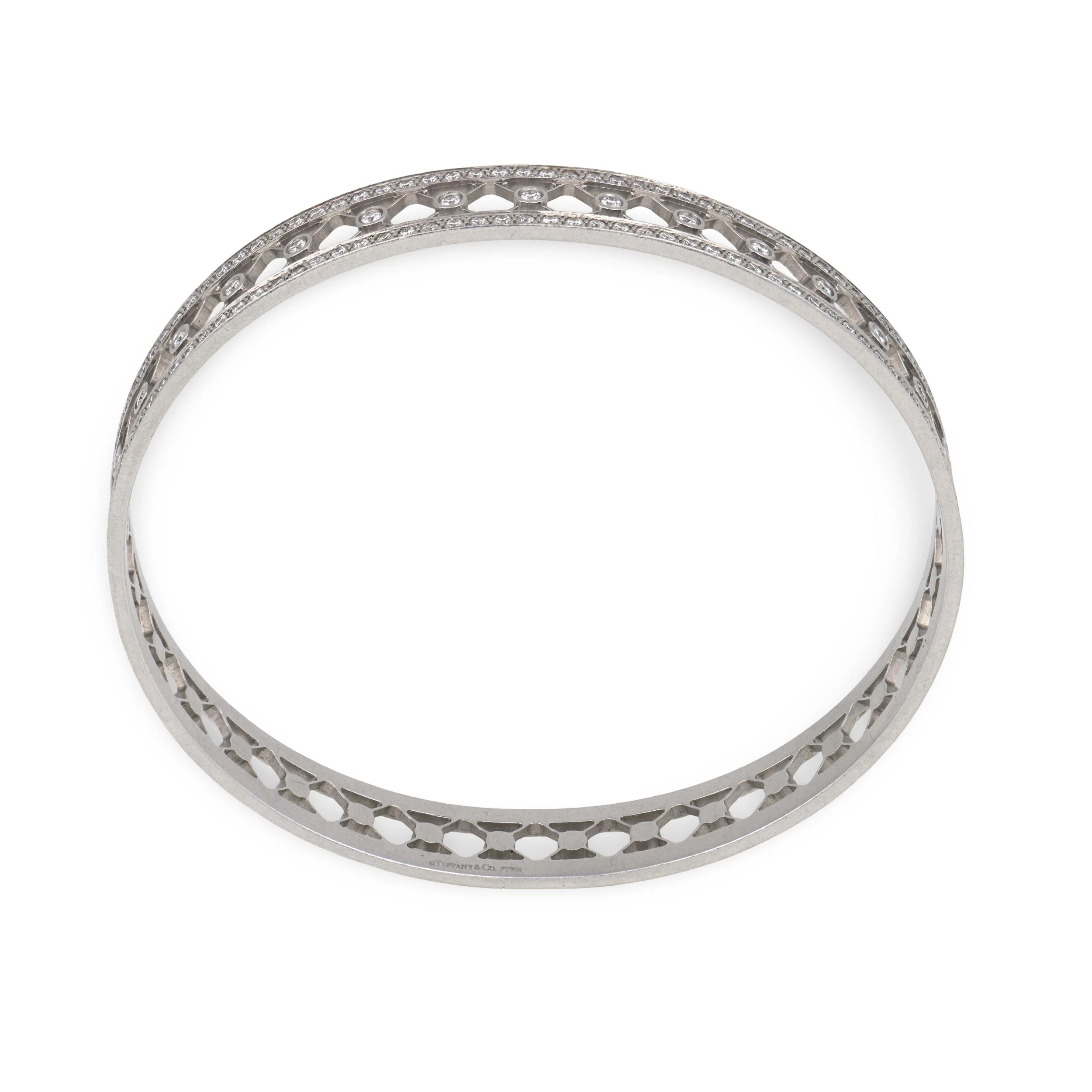 TIFFANY & CO. Estate Platinum Diamond "Voile" Bangle - Image 4