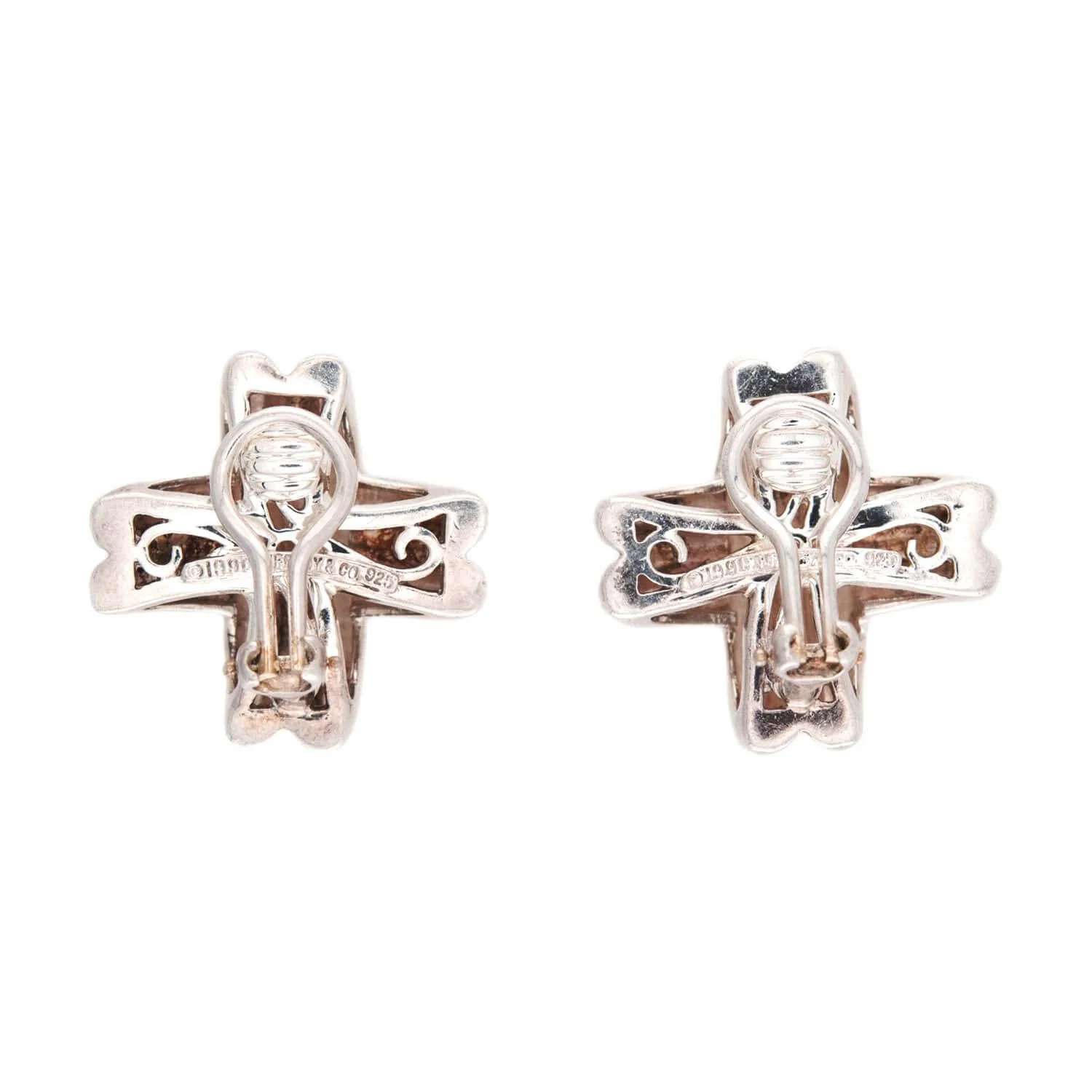 TIFFANY & CO. Estate Sterling Silver Knot Motif Earrings - Image 3