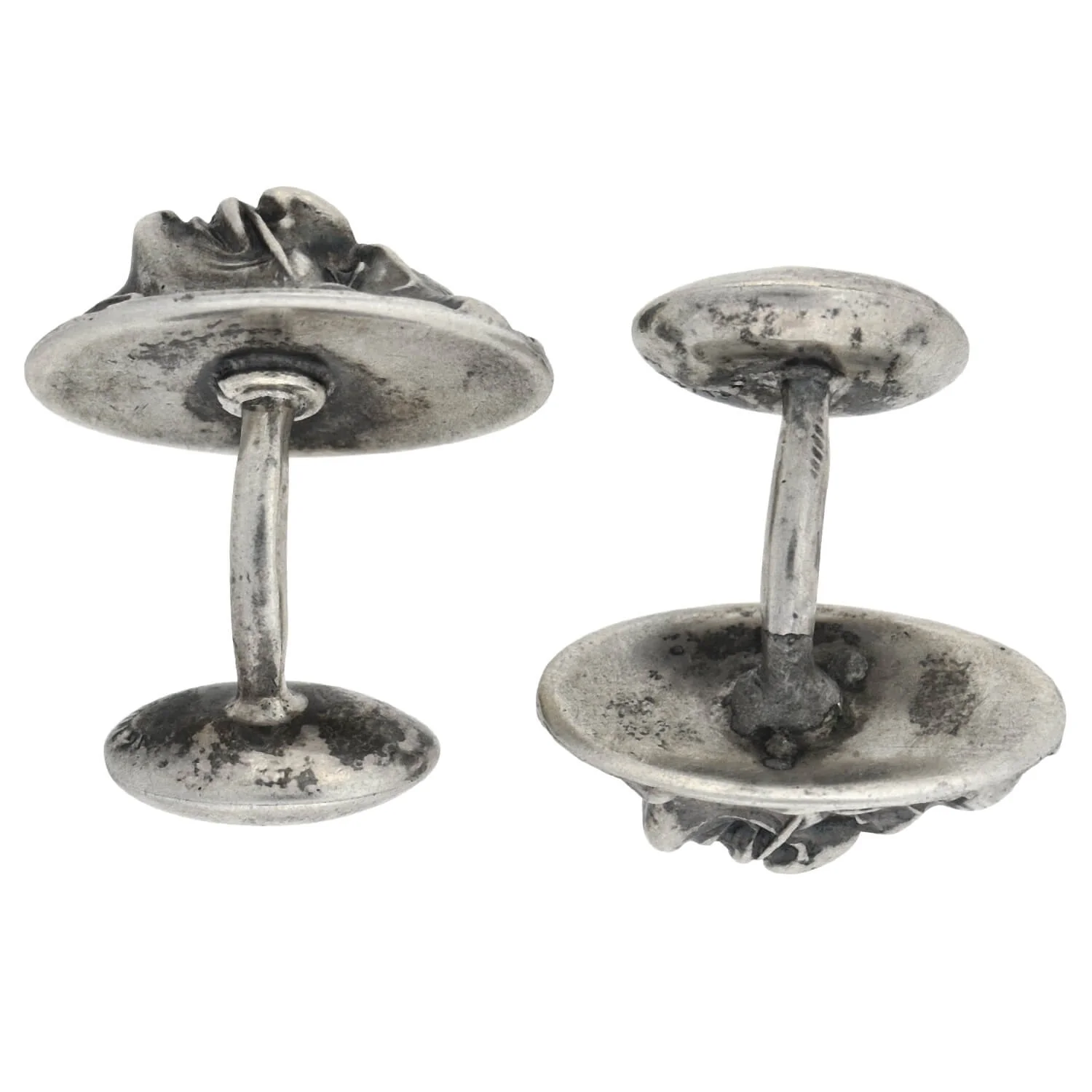 UNGER BROS. Art Nouveau Sterling Repousse Devil Face Figural Cufflinks - Image 5