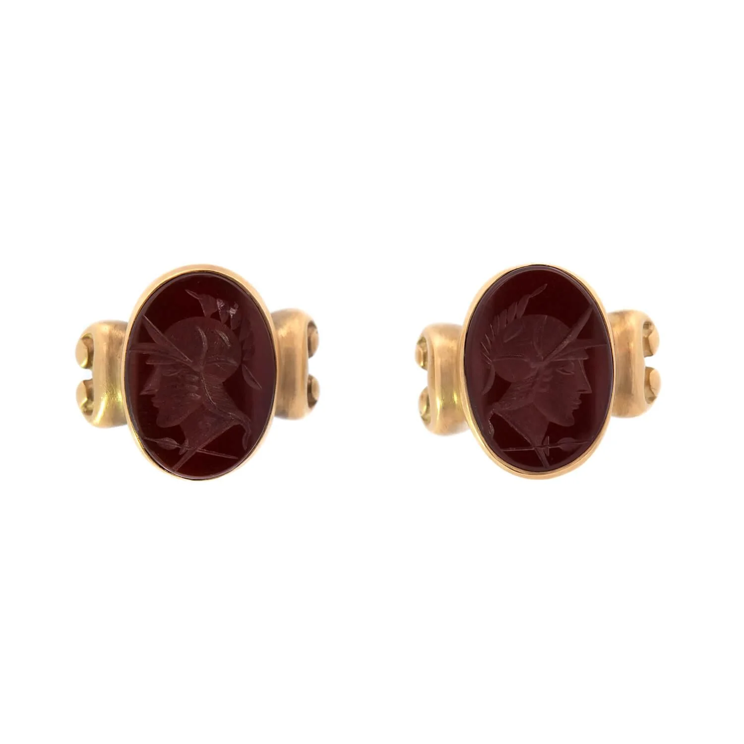 VAHE NALTCHAYAN  Estate 18k Carnelian Intaglio Earrings