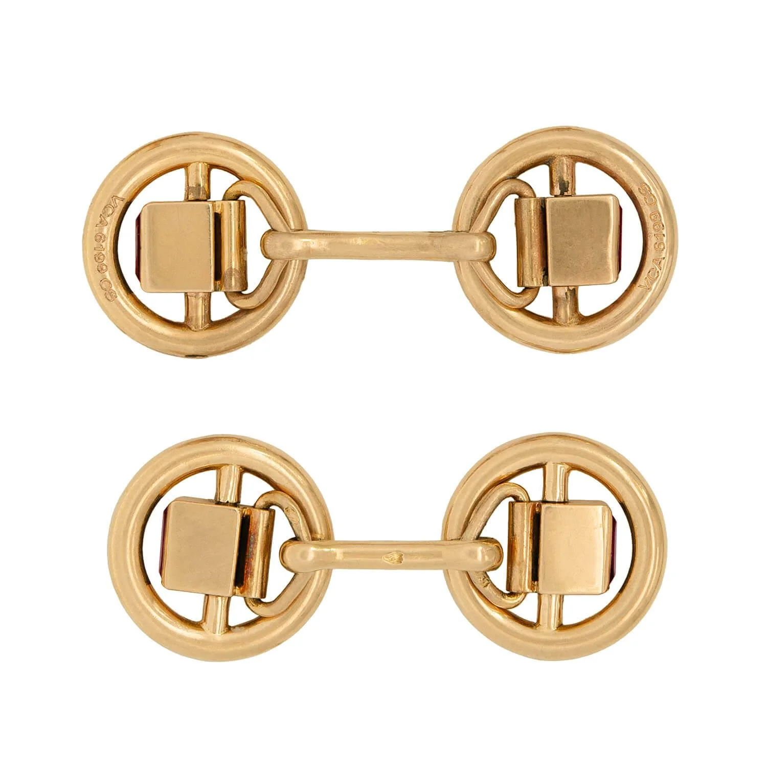 VAN CLEEF & ARPELS Retro 18k Ruby Five Piece Cufflink and Button Set - Image 8