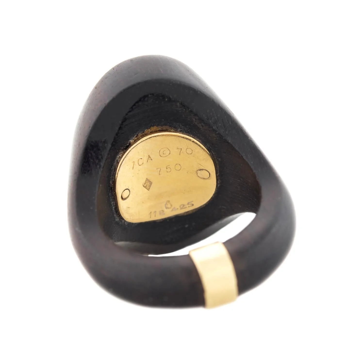 Van Cleef & Arpels Vintage 18k Wood Signet Ring - Image 5