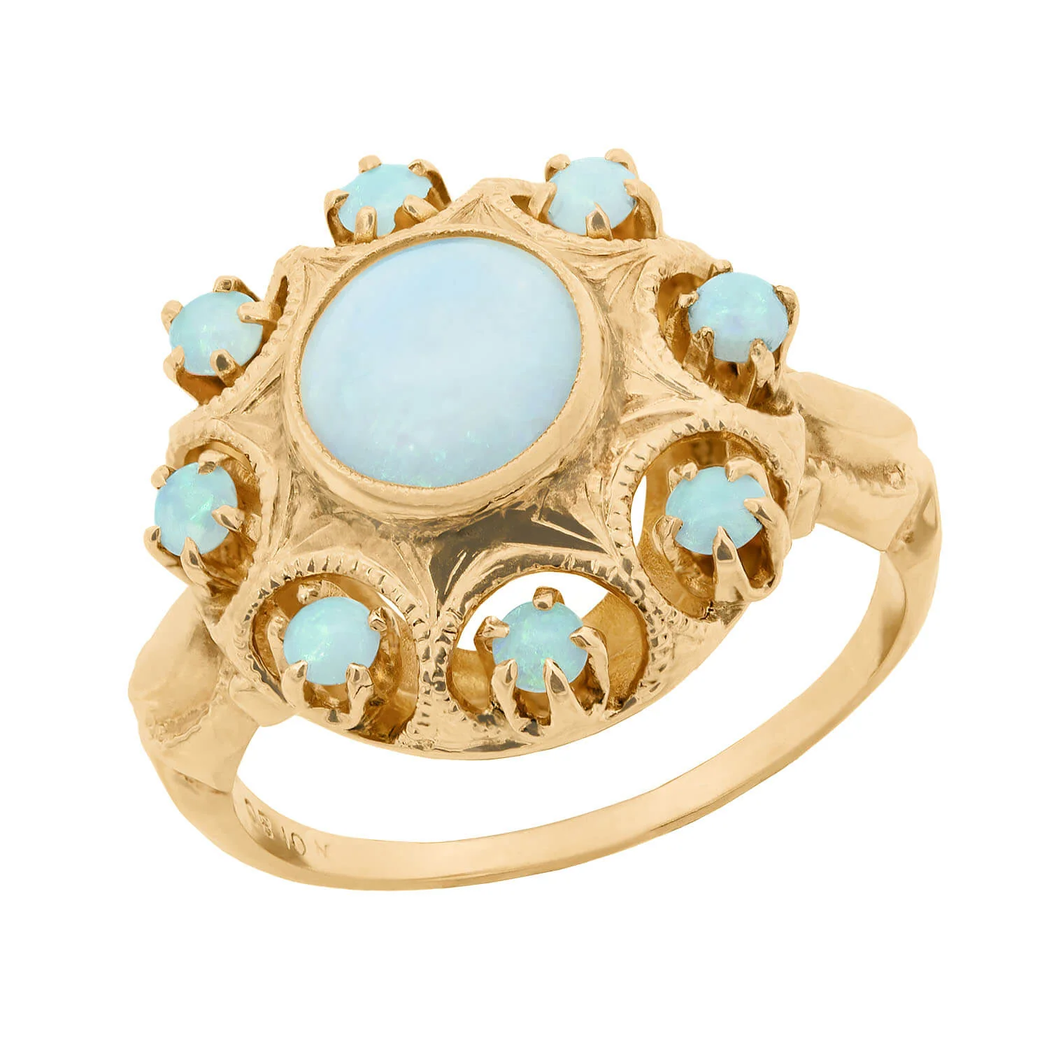 Victorian 10k Opal Halo Ring - Image 4