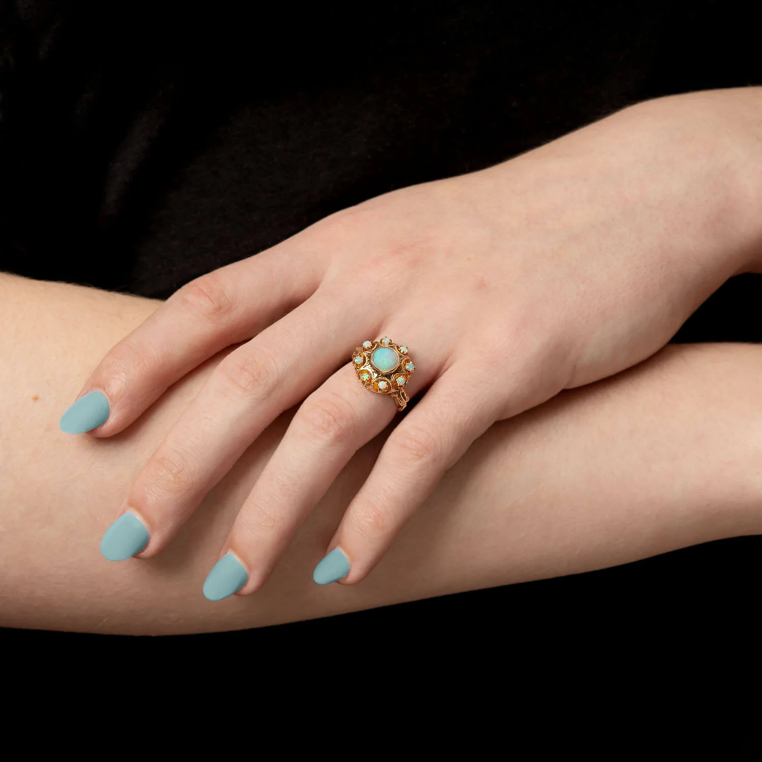 Victorian 10k Opal Halo Ring - Image 7