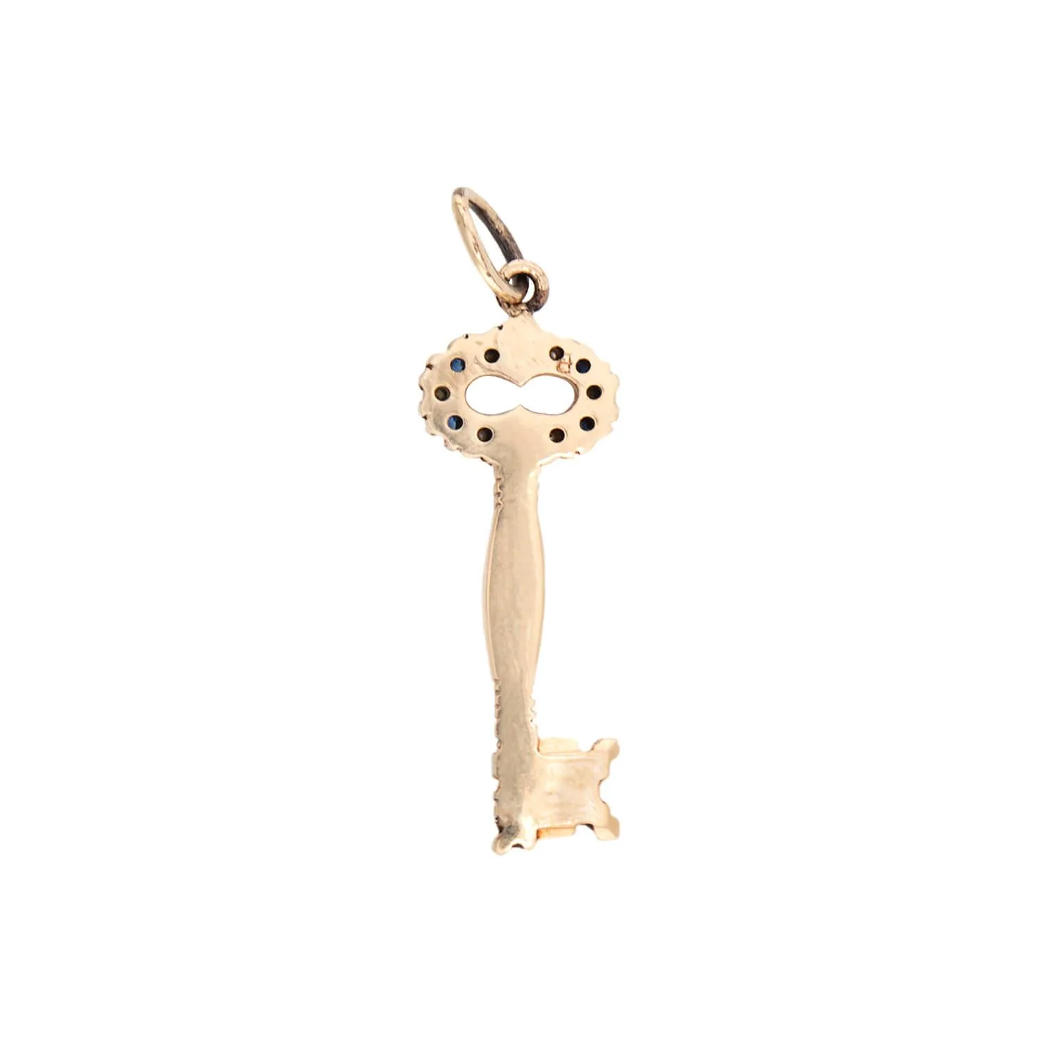 Victorian 10k Sapphire and Pearl Key Charm - Image 3