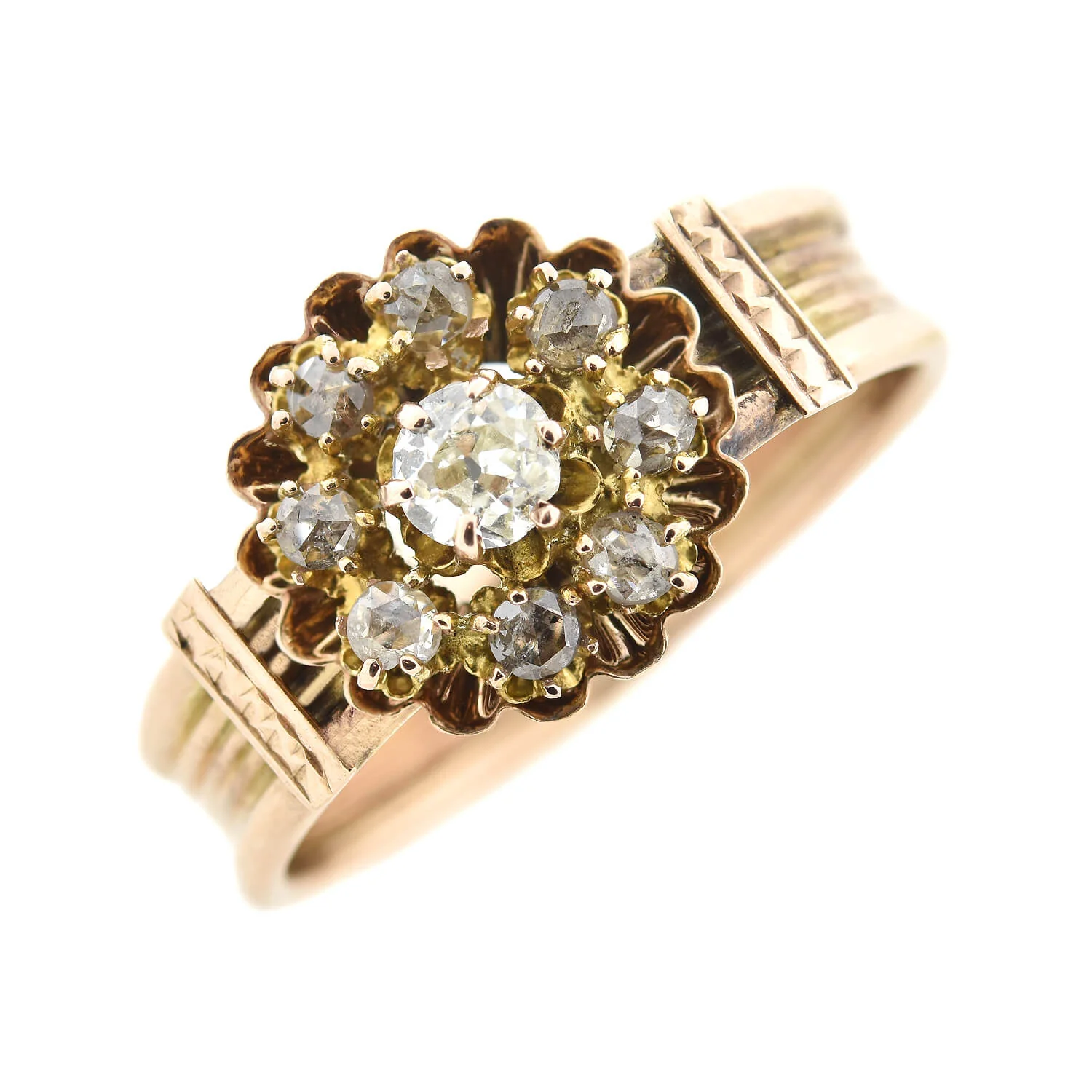 Victorian 10kt/14kt + Diamond Flower Ring - Image 4