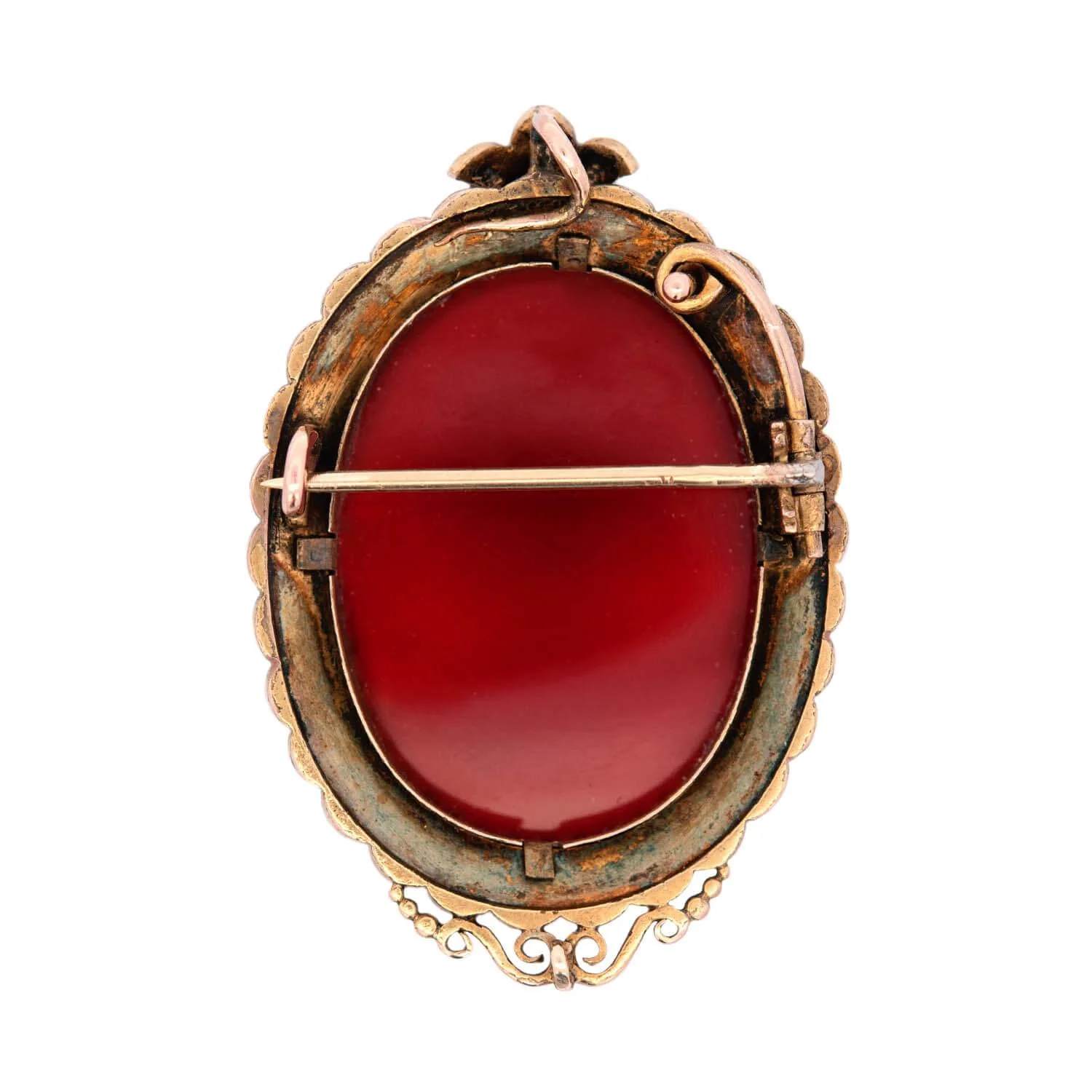 Victorian 14k Agate Hardstone Cameo and Pearl Pendant/Pin - Image 3