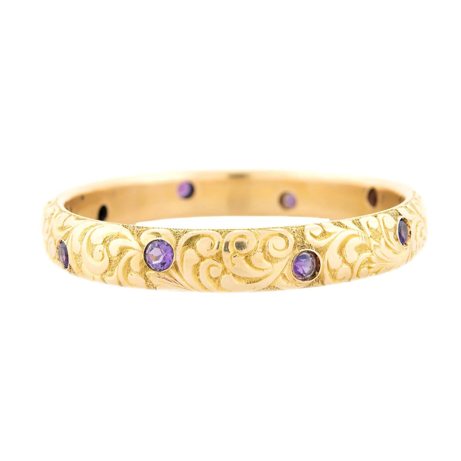 Victorian 14k Amethyst Carved Scrolling Motif Bracelet - Image 2