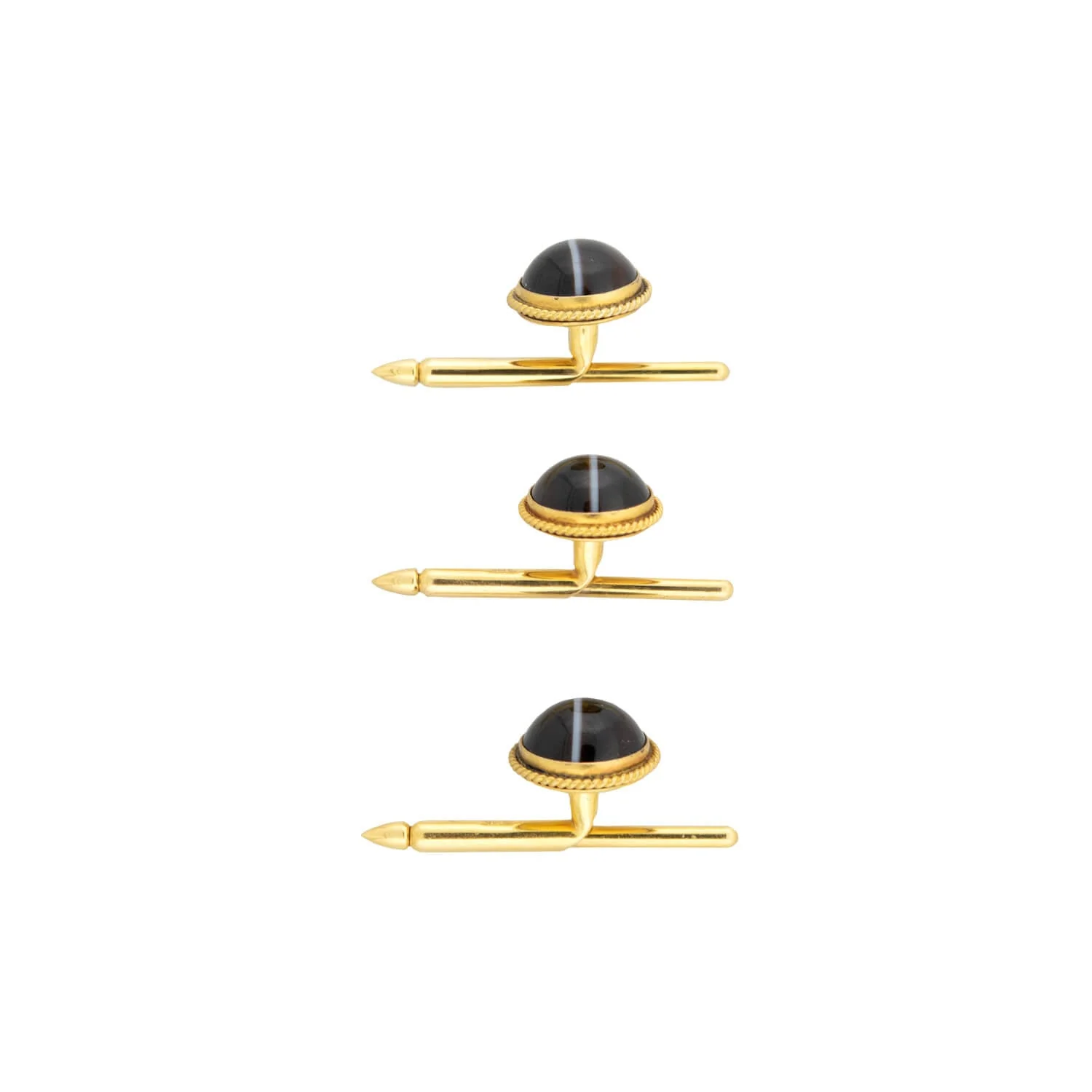 Victorian 14k Banded Agate Cabochon 6-Piece Cufflink Set with Original Box - Image 9