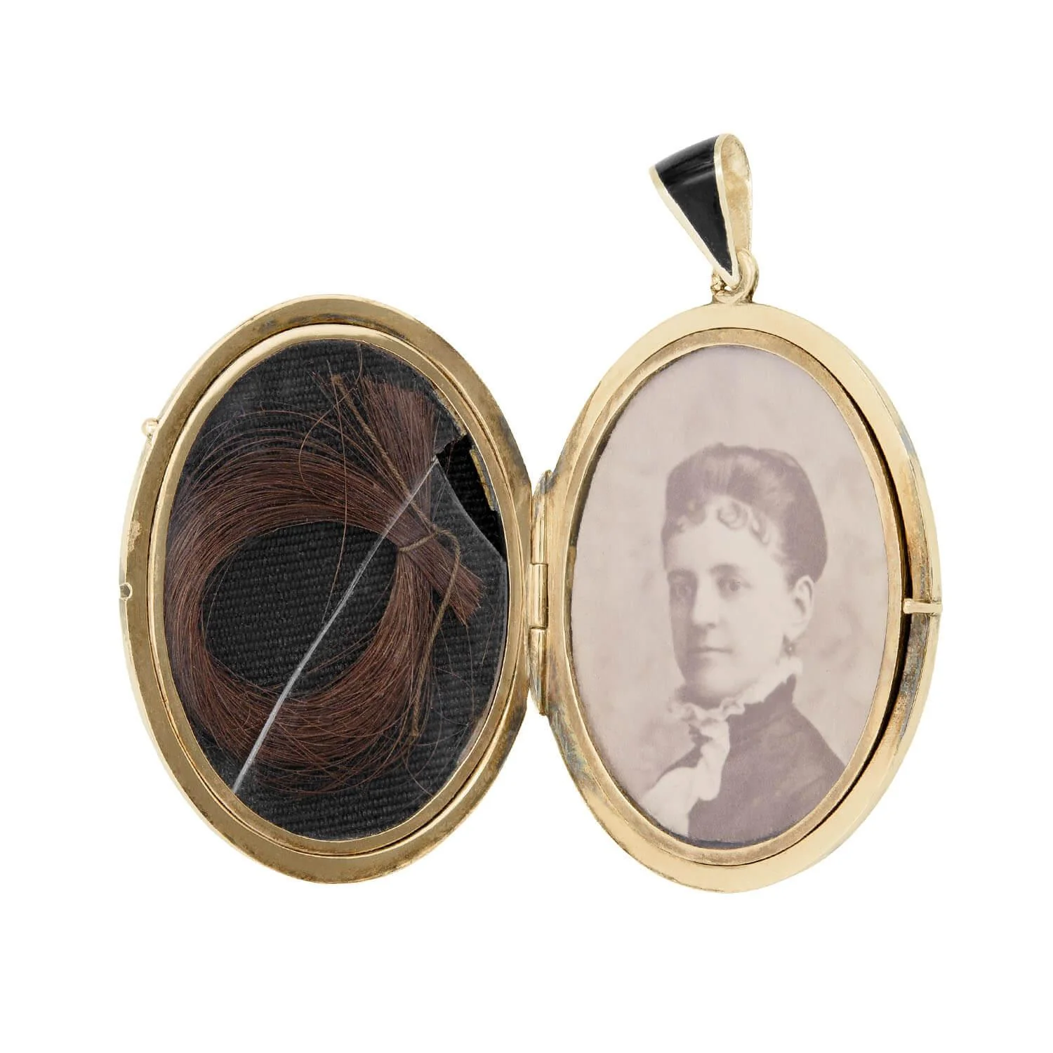 Victorian 14k Black Enamel Pendant Locket - Image 2