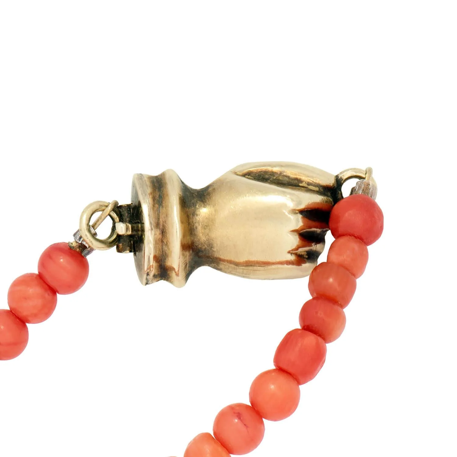 Victorian 14k Coral Hand Clasp Bead Necklace - Image 5