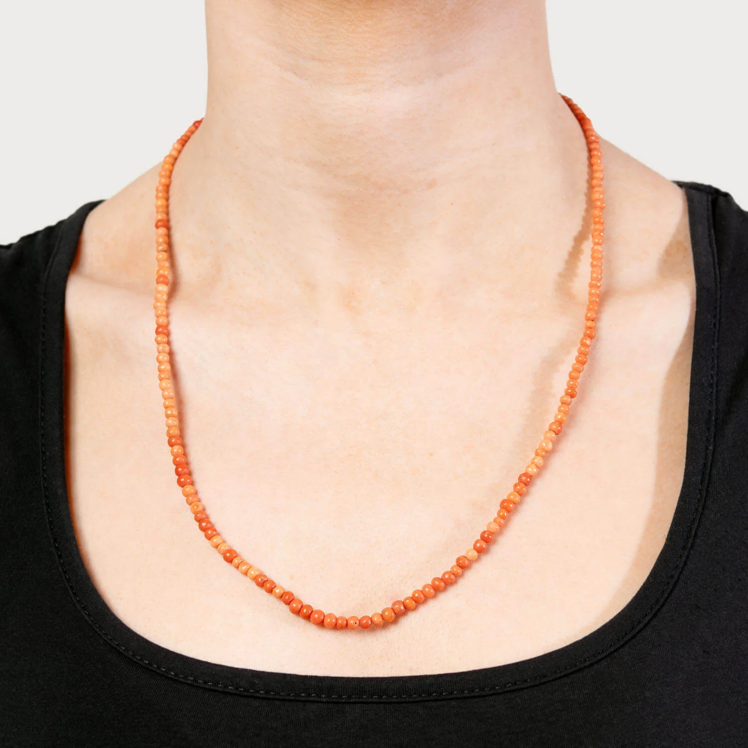Victorian 14k Coral Hand Clasp Bead Necklace - Image 6