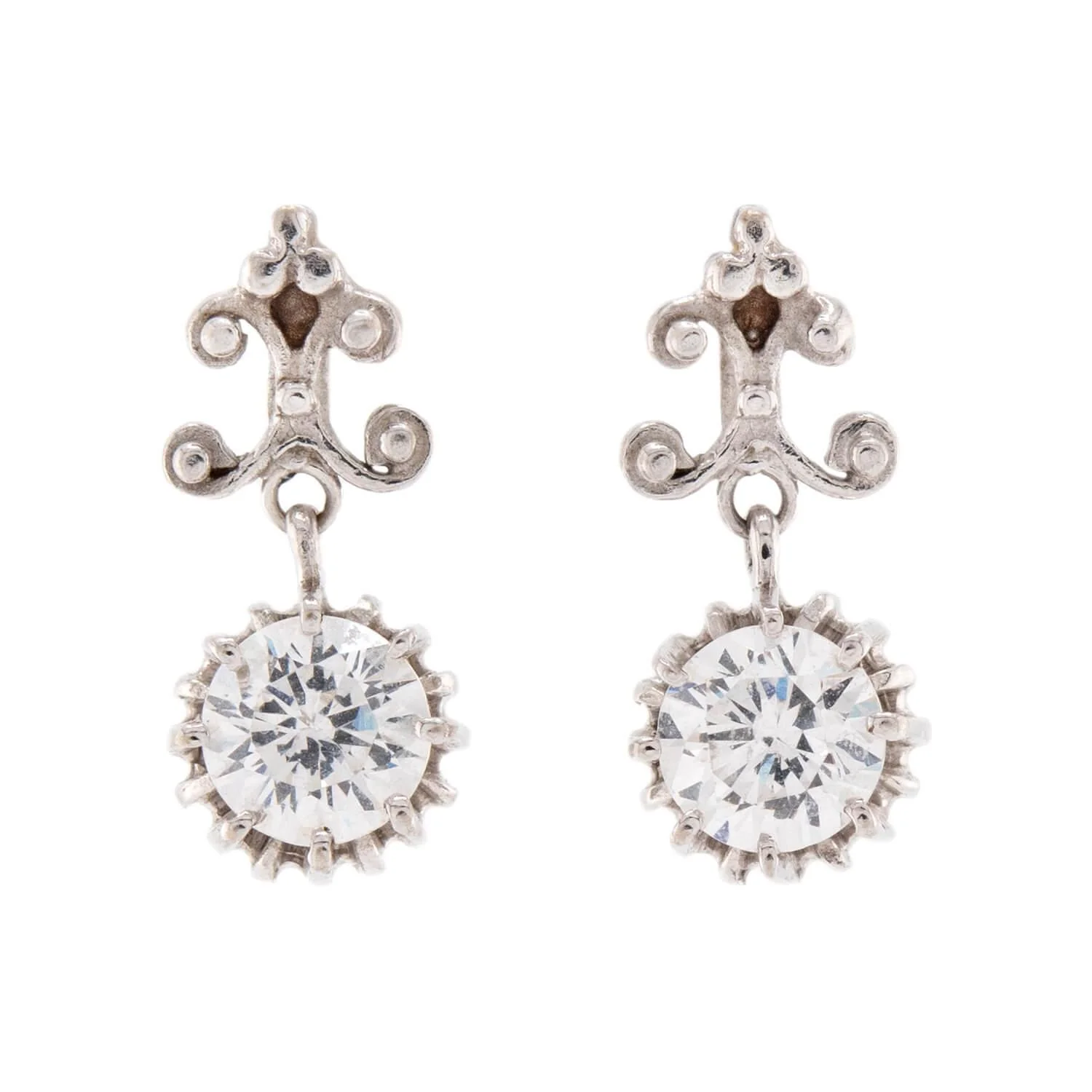 "Victorian" 14k Cubic Zirconia Dangle Earrings