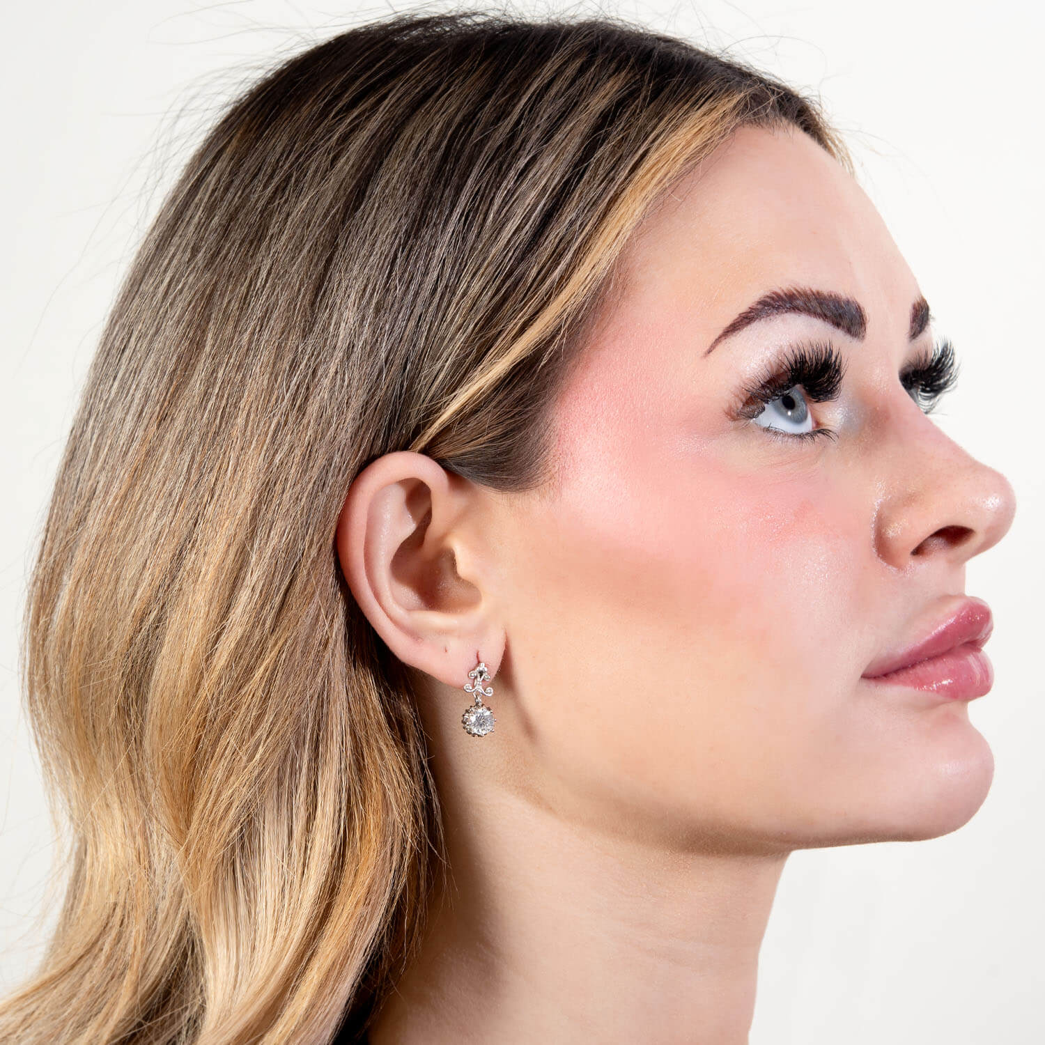 "Victorian" 14k Cubic Zirconia Dangle Earrings - Image 4