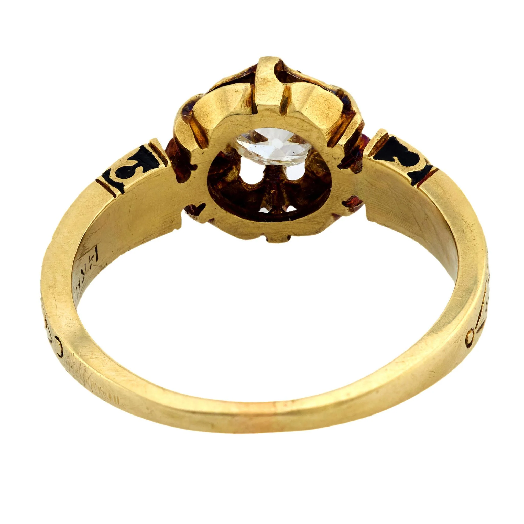 Victorian 14k Diamond and Enamel Engagement Ring 0.70ct - Image 5
