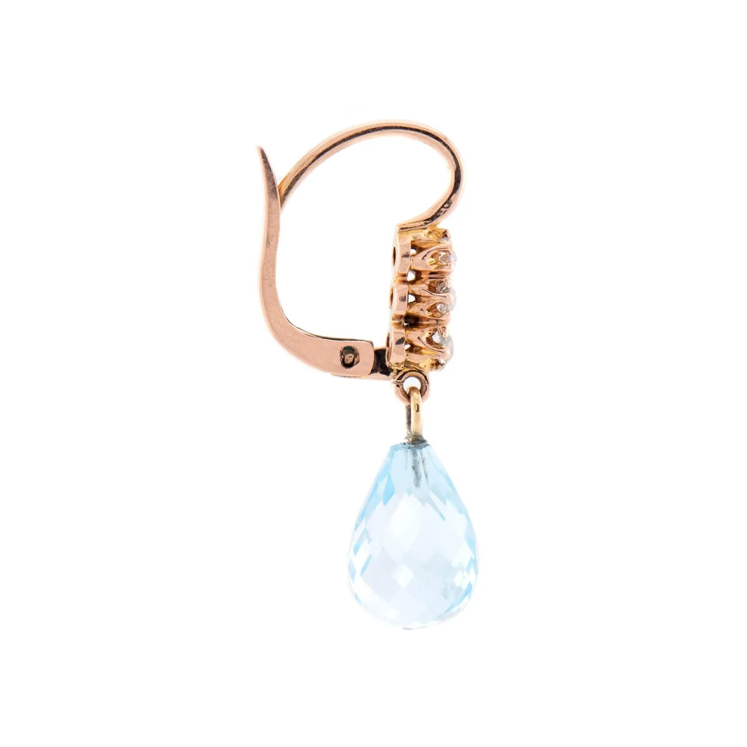 Victorian 14k Diamond & Aqua Dangle Earrings - Image 2