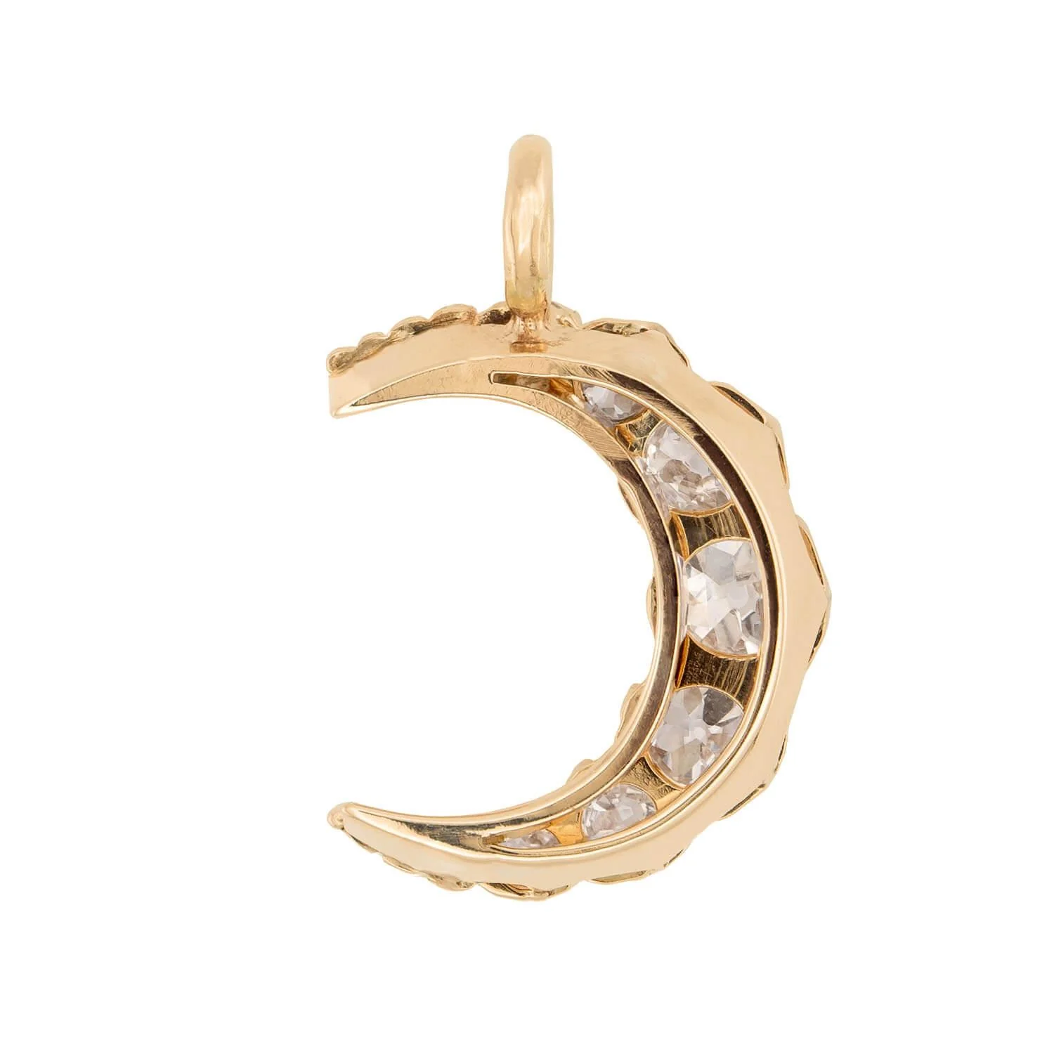 Victorian 14k Diamond Crescent Pendant/Charm - Image 3