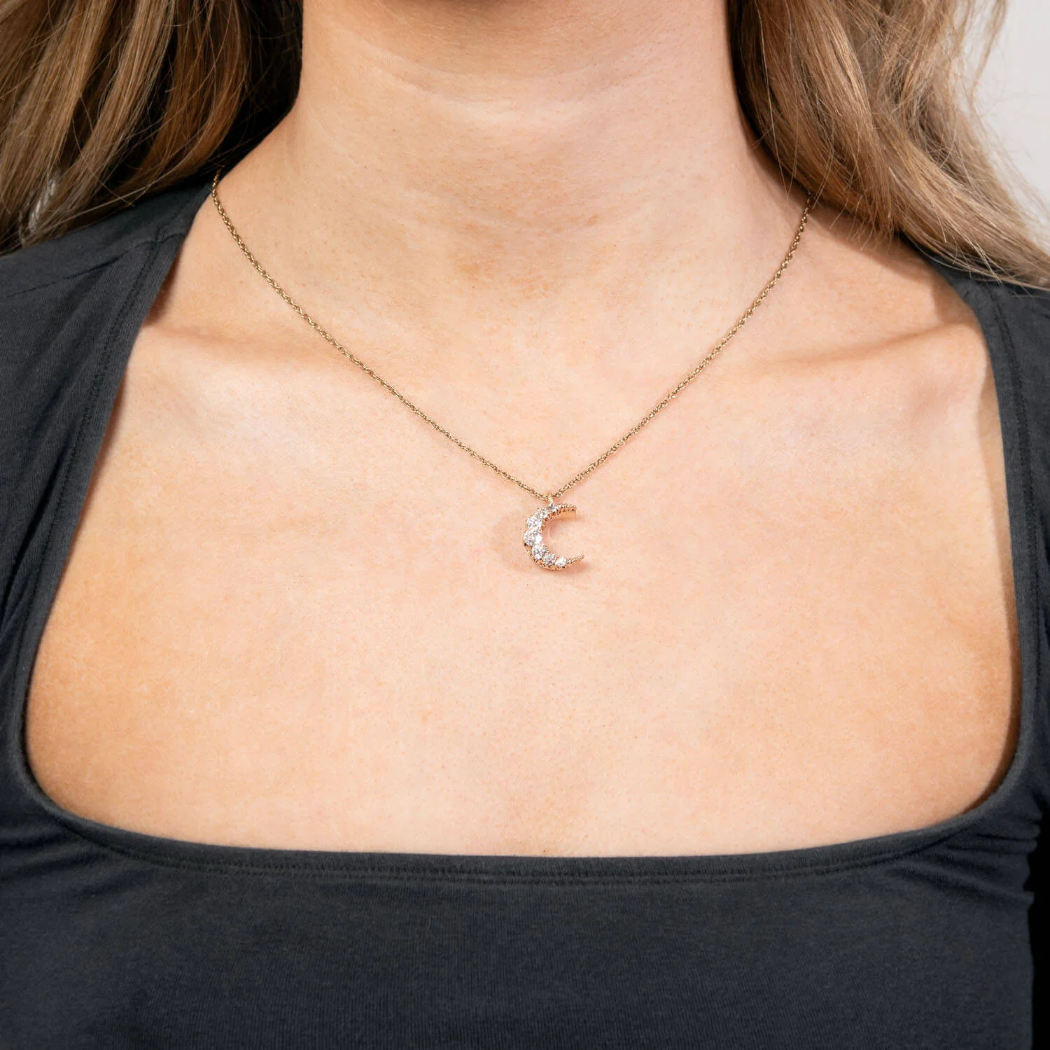 Victorian 14k Diamond Crescent Pendant/Charm - Image 4