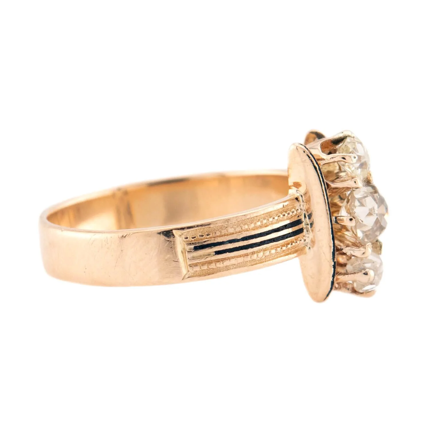 Victorian 14k Diamond & Enamel Navette Ring - Image 3
