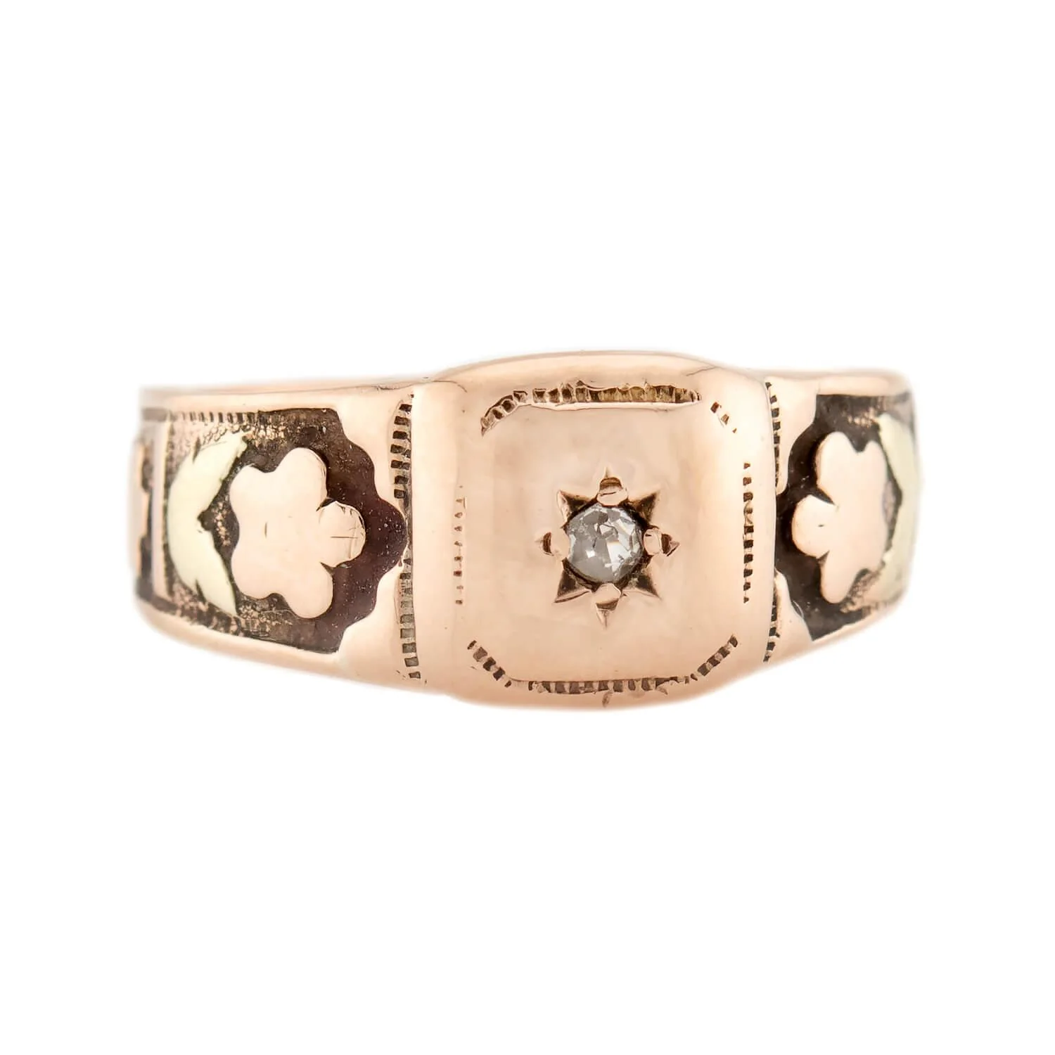 Victorian 14k Diamond Floral-Motif Ring - Image 2