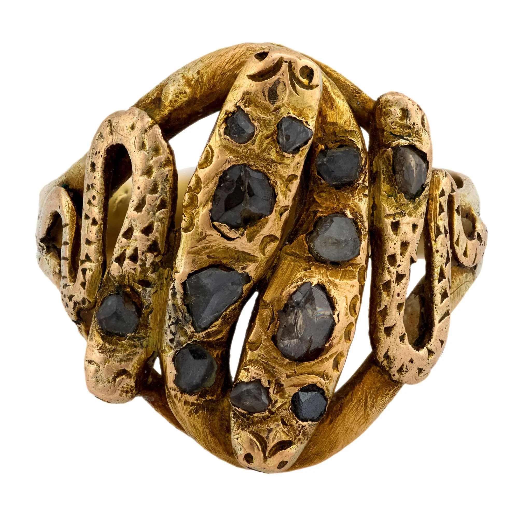Victorian 14k Diamond Snake Ring - Image 2