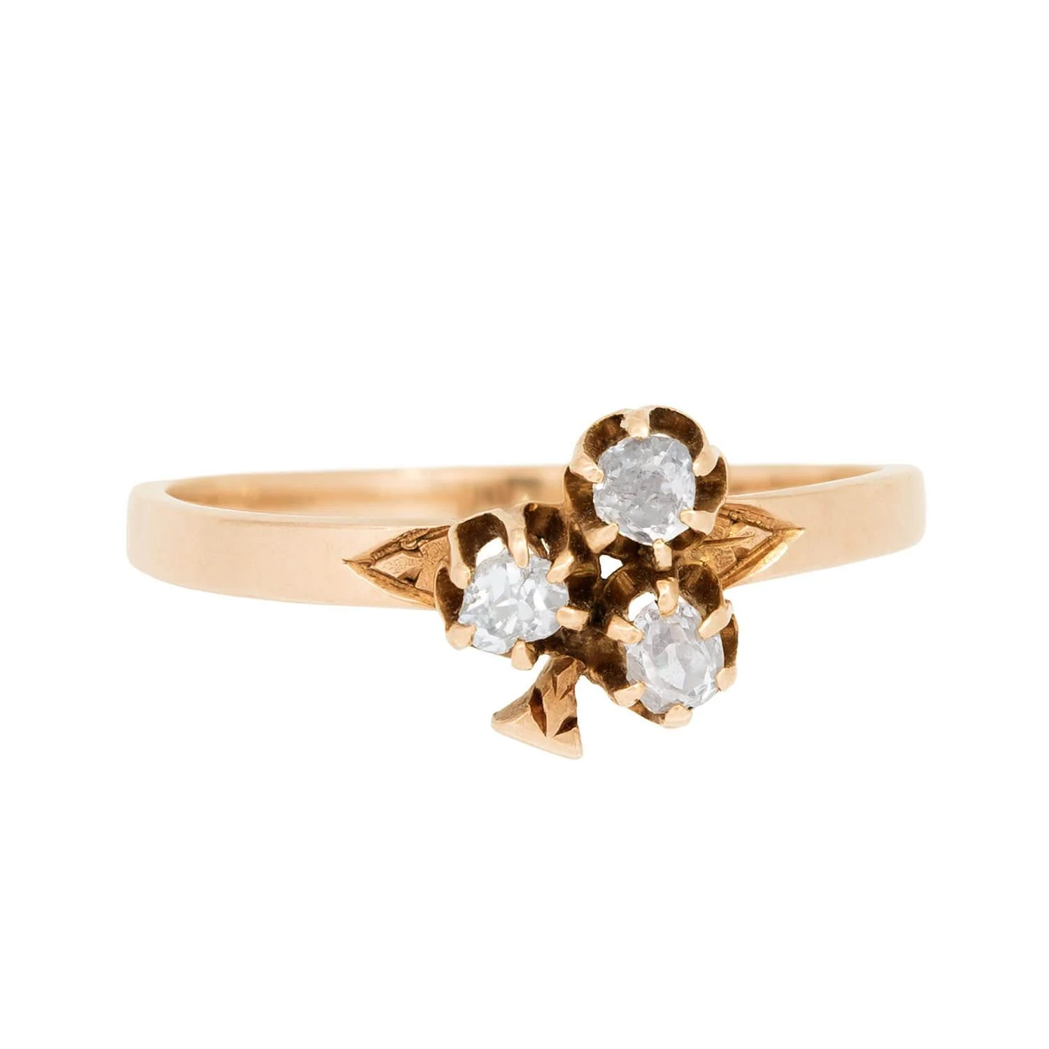 Victorian 14k Diamond Trefoil Ring - Image 2