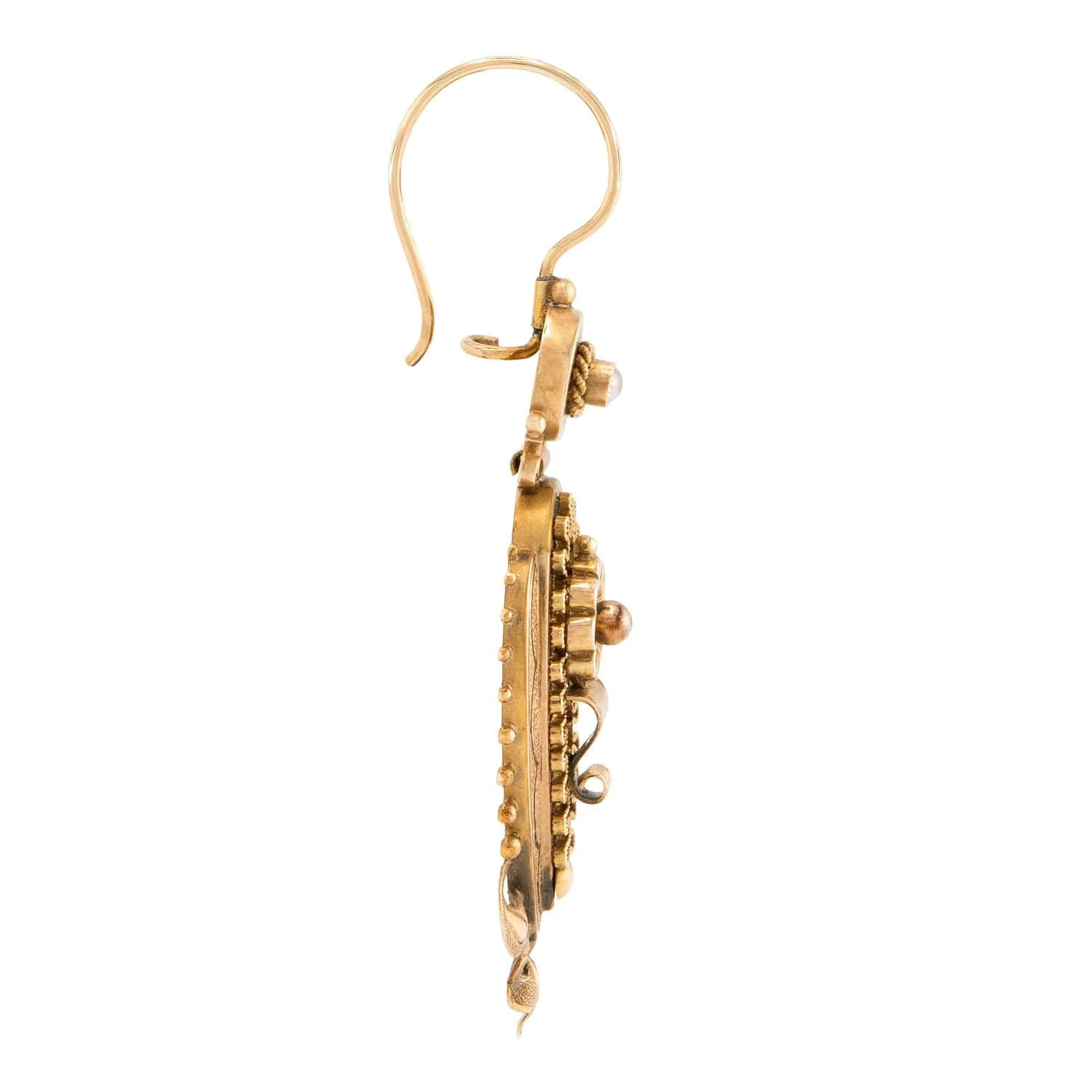 Victorian 14k Etruscan Enamel & Pearl Earrings - Image 2