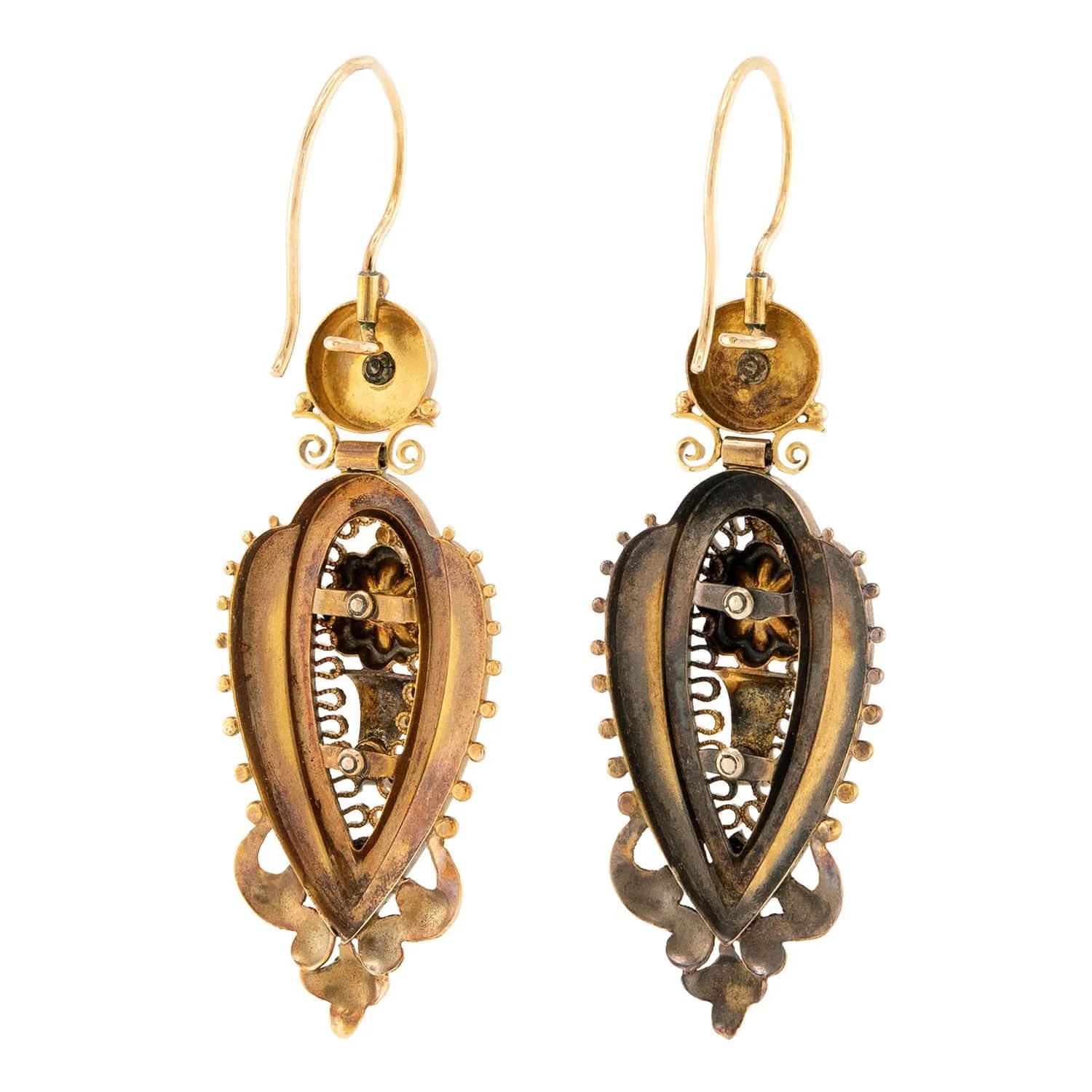 Victorian 14k Etruscan Enamel & Pearl Earrings - Image 3