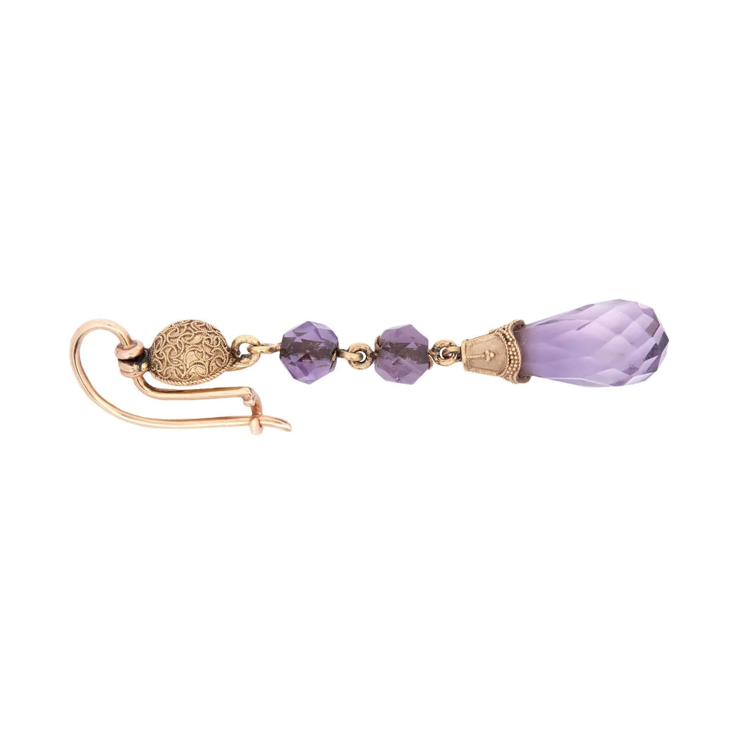 Victorian 14k Etruscan Faceted Amethyst Drop Earrings - Image 2