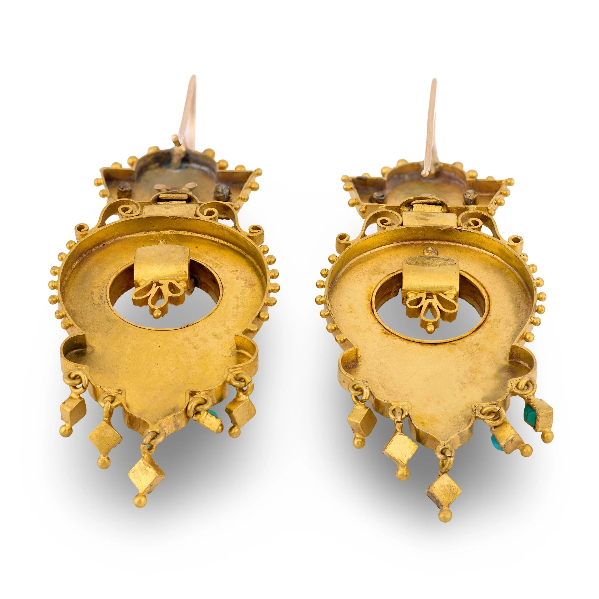 Victorian 14k Etruscan Turquoise Earrings - Image 4