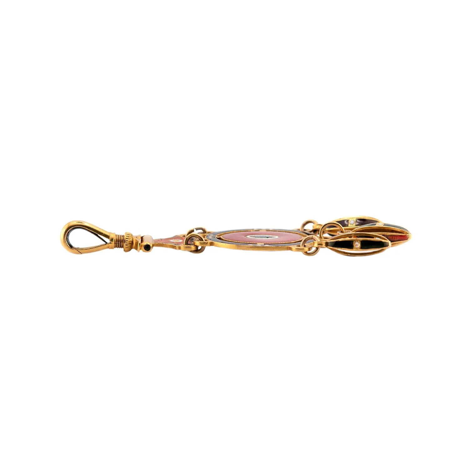 Victorian 14k Guilloche Enamel Fob - Image 2