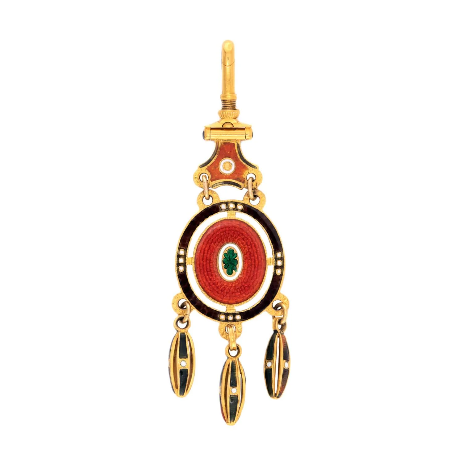 Victorian 14k Guilloche Enamel Fob - Image 3