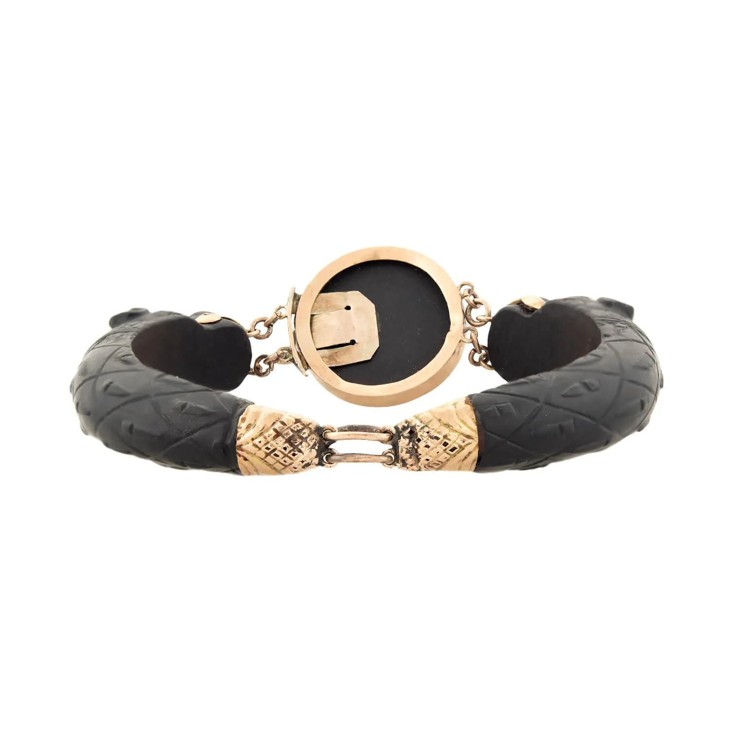Victorian 14k Gutta Percha Carved Lion Bracelet - Image 4