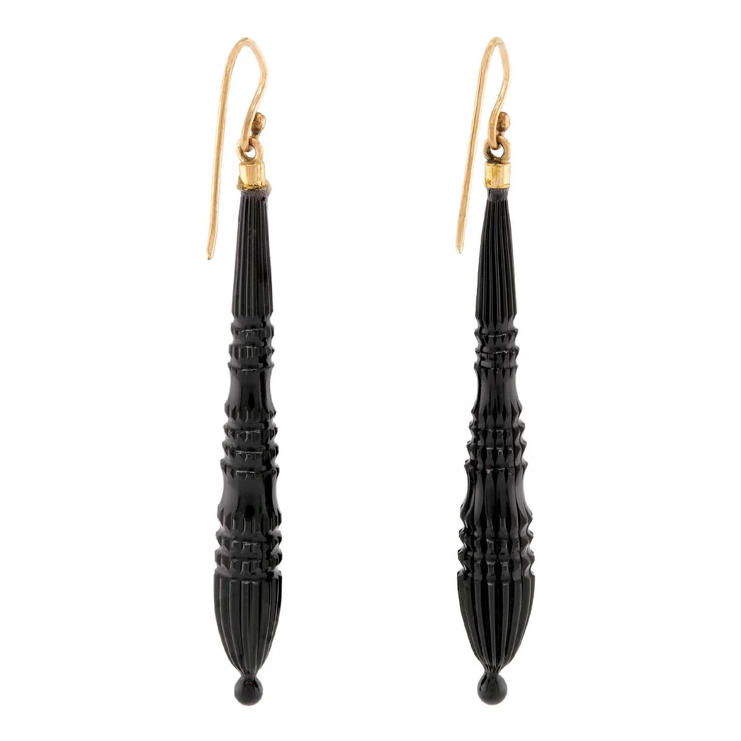 Victorian 14k Jet Dangle Earrings - Image 3