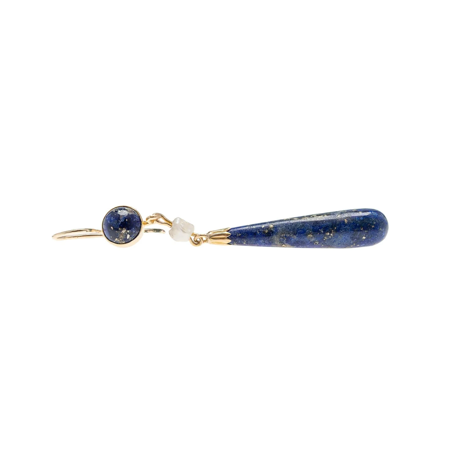 Victorian 14k Lapis + Pearl Earrings - Image 2
