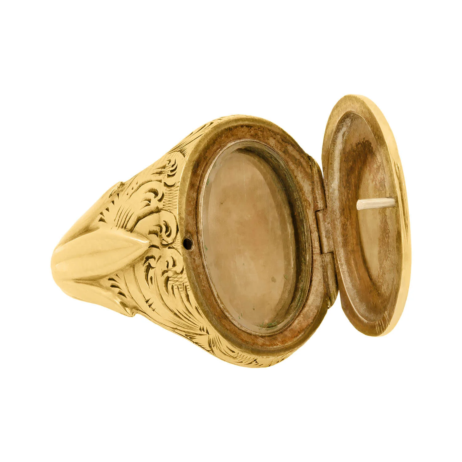 Victorian 14k Monogram w/Floral Motif Locket Ring - Image 2