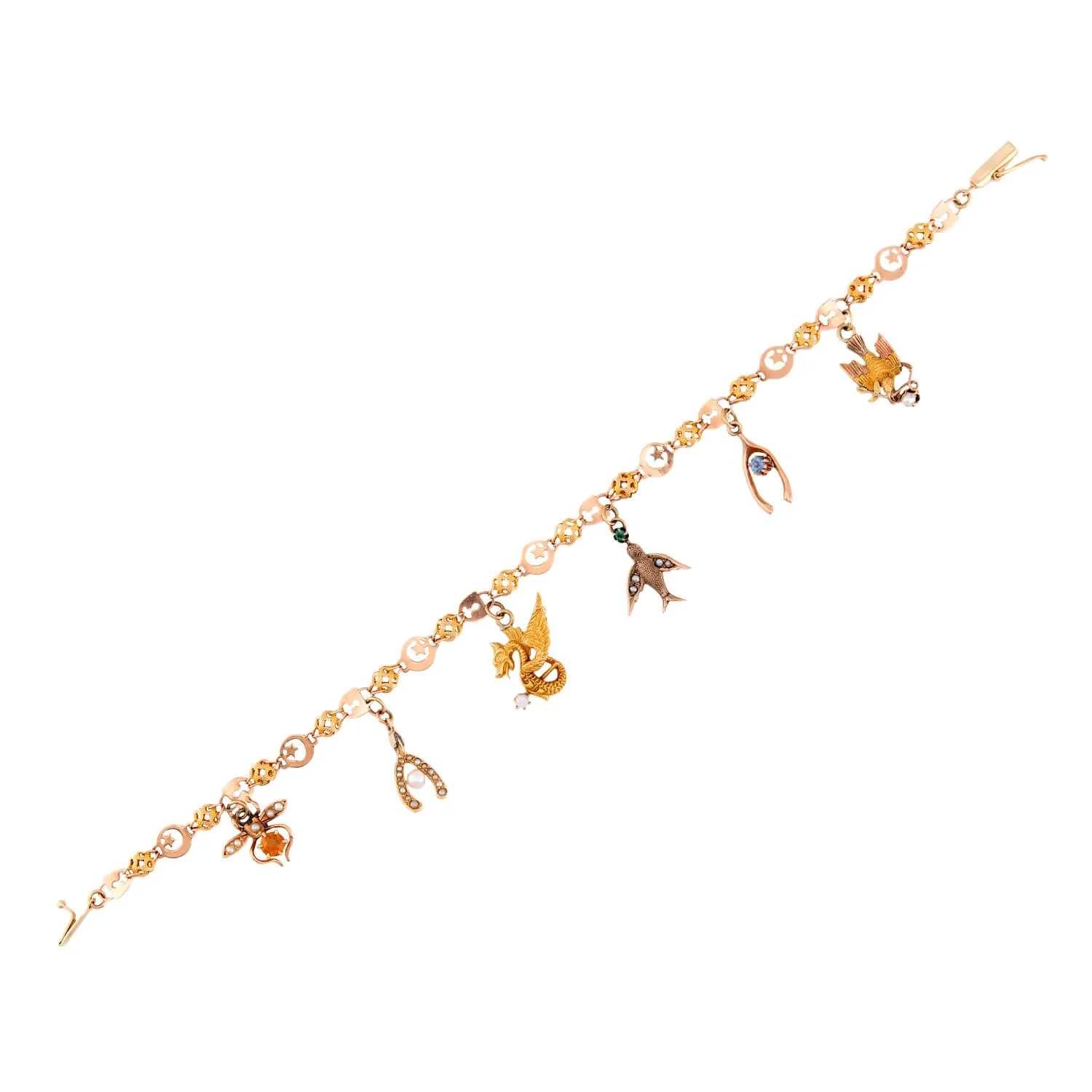 Victorian 14k Multi-Stone Charm Bracelet - Image 2